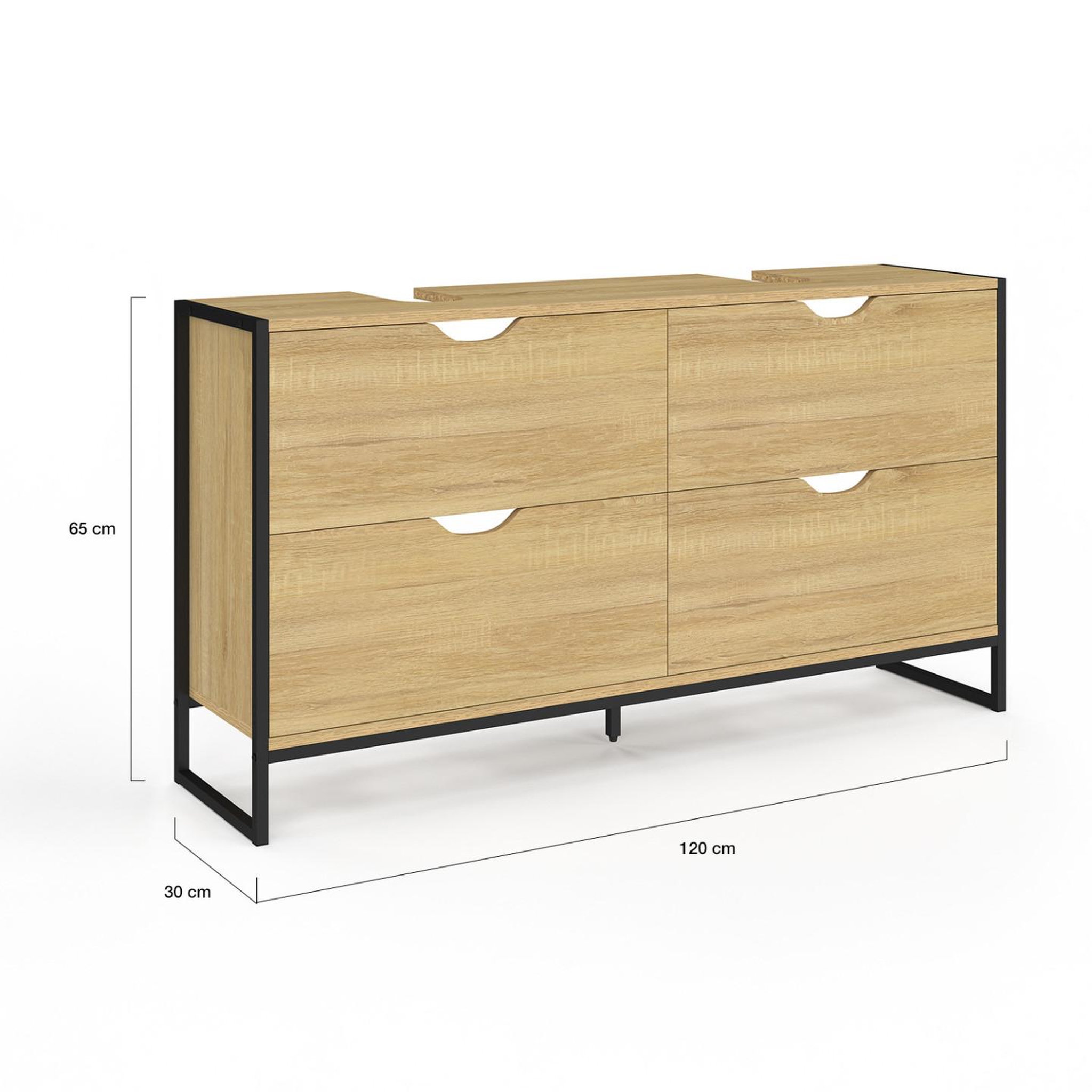 Voir la diapositive 5 : ID MARKET Meuble double vasque salle de bain DETROIT 4 tiroirs design industriel
