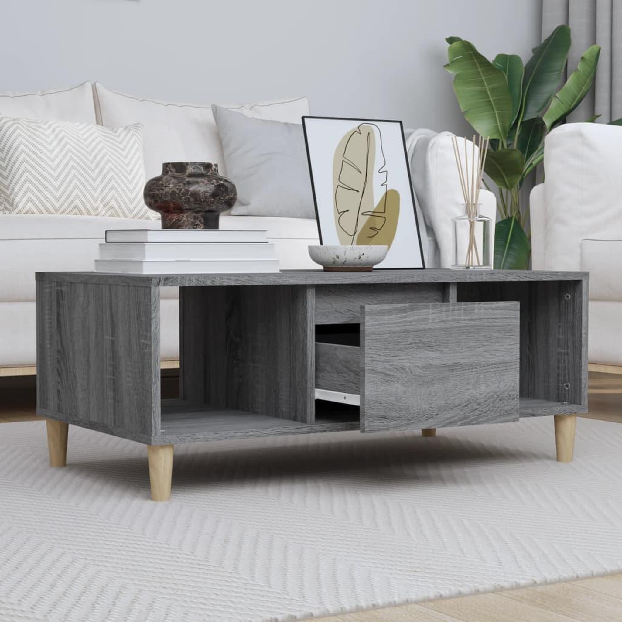 Voir la diapositive 1 : VIDAXL Table basse Sonoma gris 90x50x36,5 cm Bois d'ingenierie