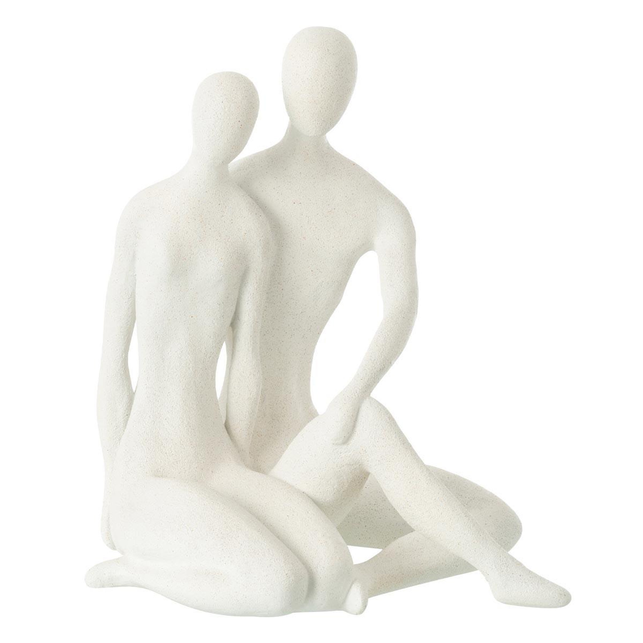 J-LINE Statuette couple assis  moderne  35cm blanc