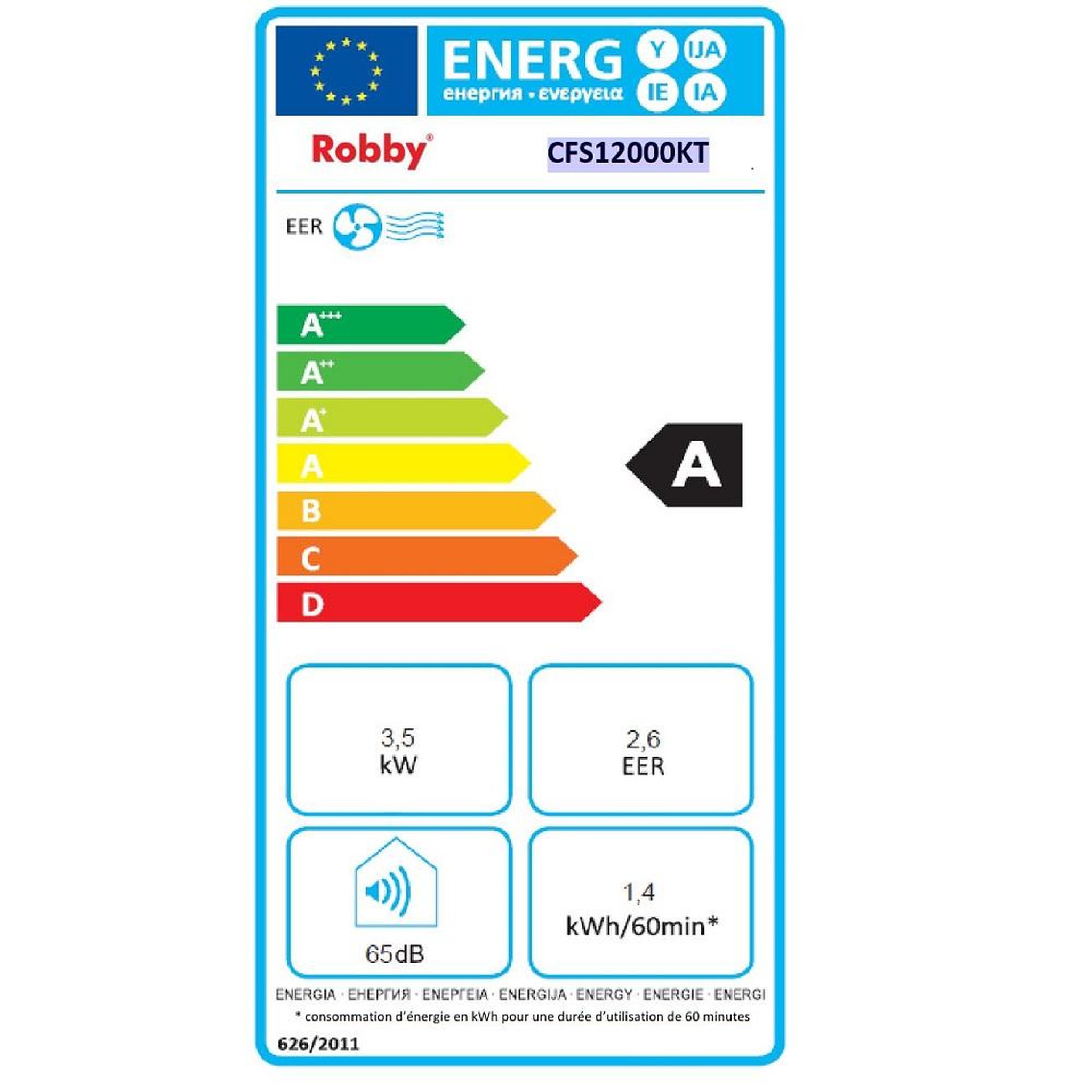 Voir la diapositive 2 : Robby Climatiseur mobile 3540w 36m2 avec kit fenêtre - cfs12000kt