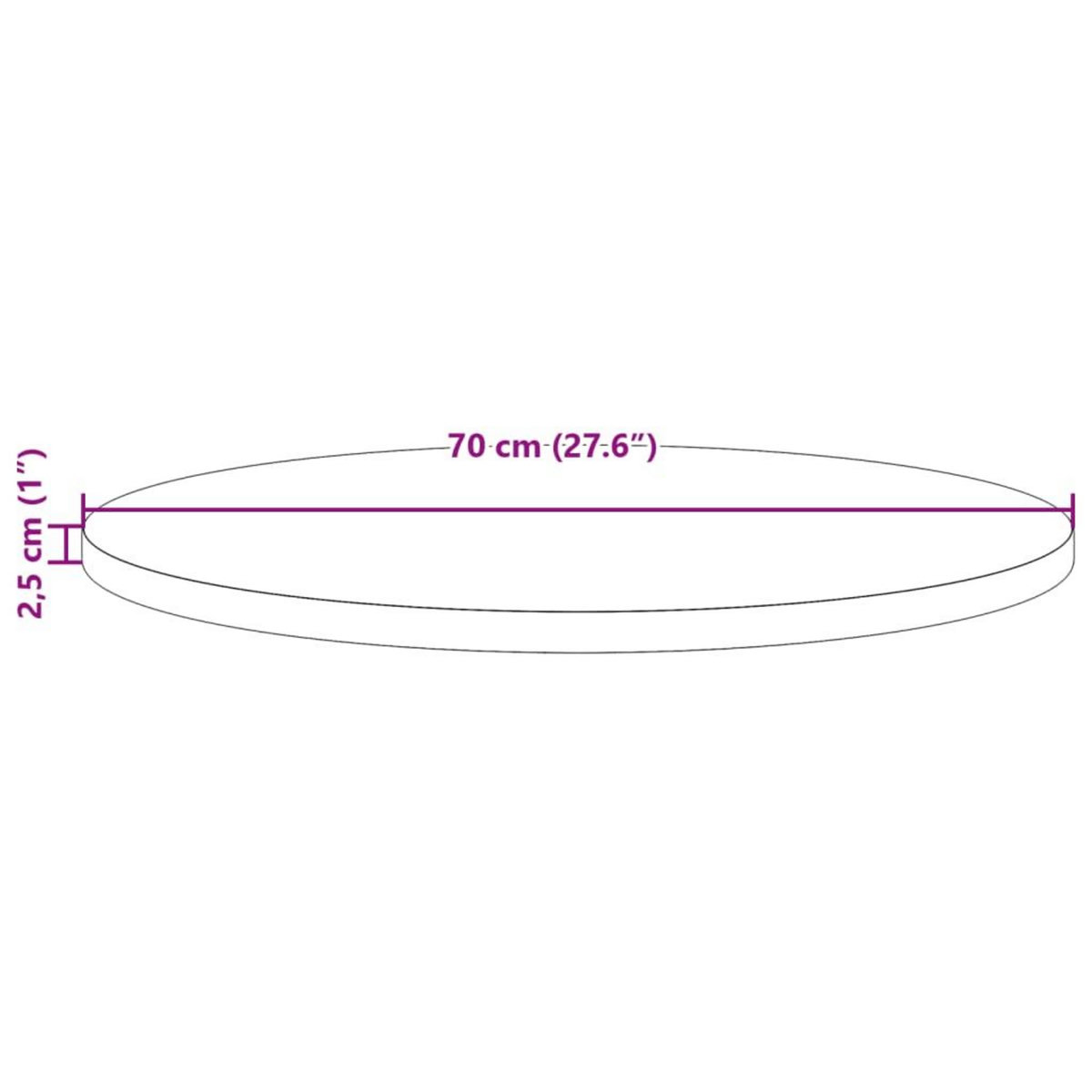 VIDAXL Dessus de table rond cire marron Ø70x2,5 cm bois de pin massif