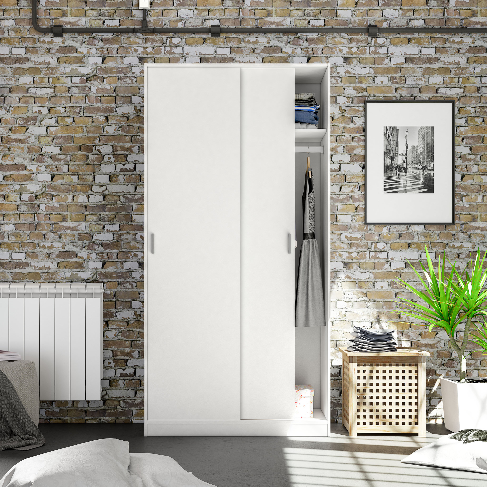 Voir la diapositive 1 : Armoire 2 Portes Coulissantes  L 100 x H 200cm 
