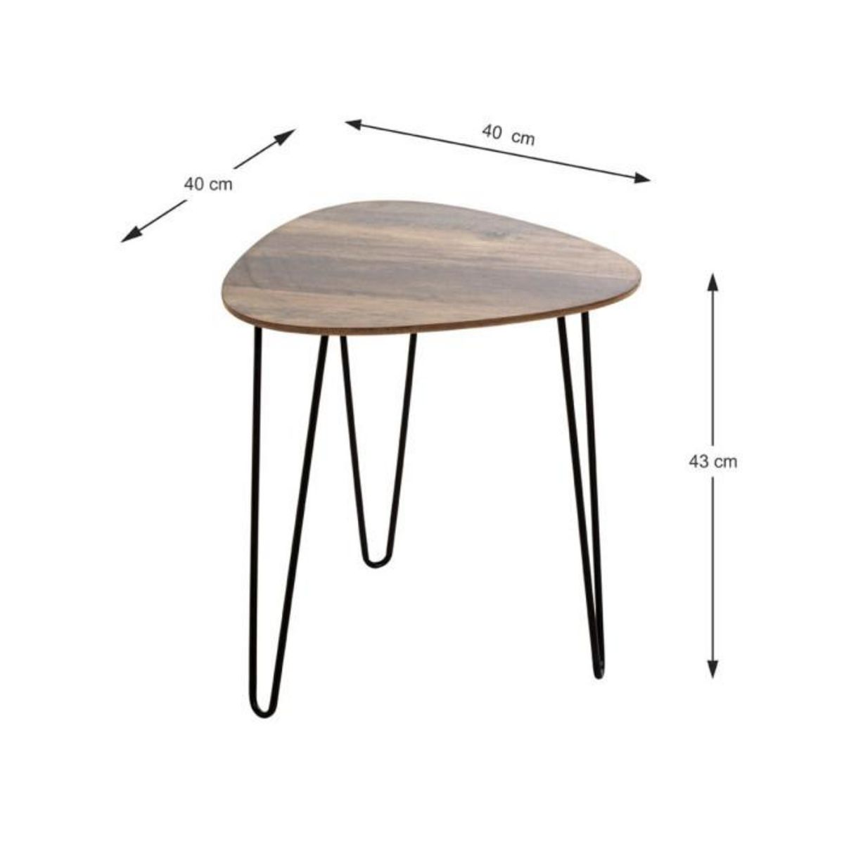 Paris Prix Table d'Appoint  Lamy  43cm Noir & Chêne foncé