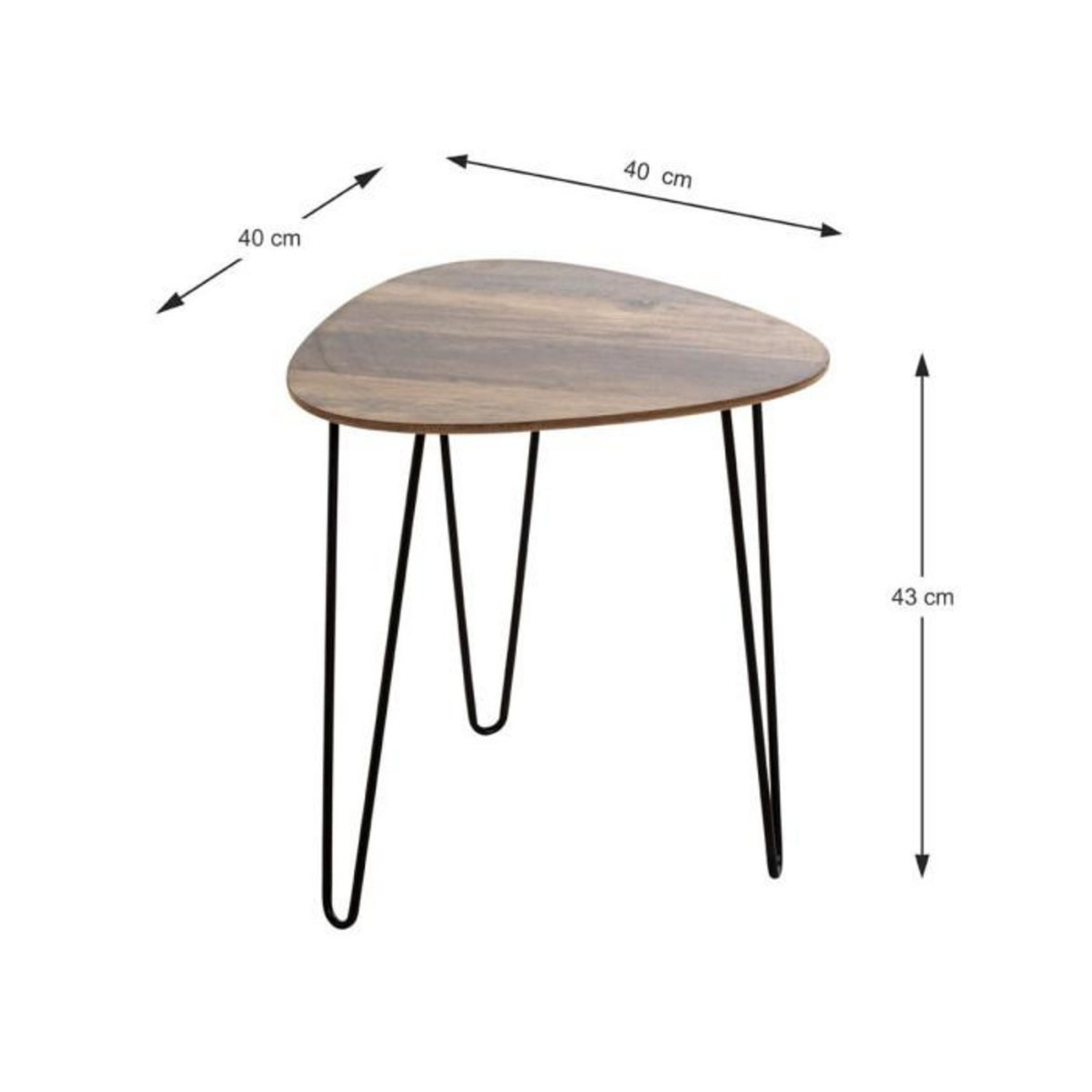 Paris Prix Table d'Appoint  Lamy  43cm Noir & Chêne foncé