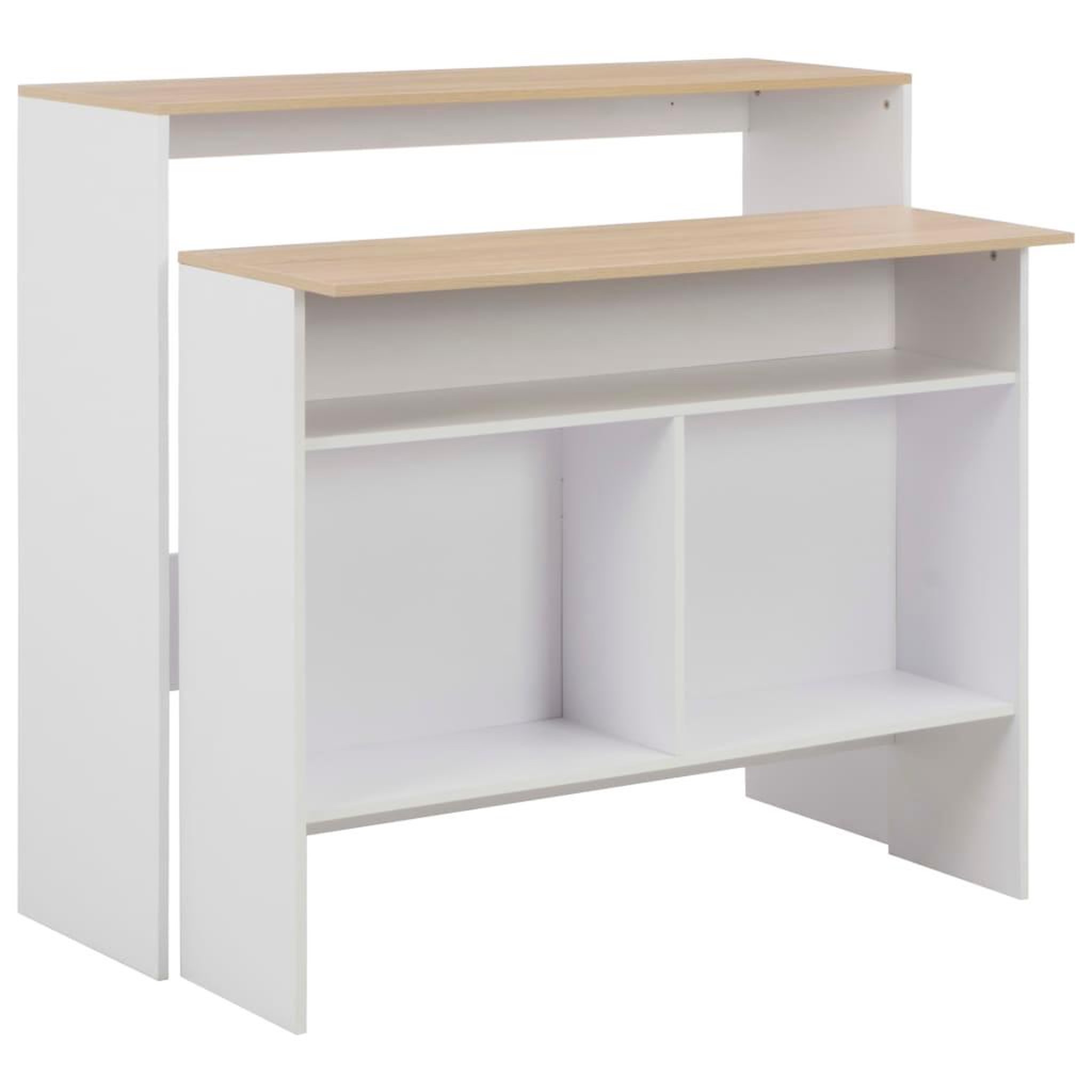 Voir la diapositive 1 : VIDAXL Table de bar avec 2 dessus de table Blanc et chene 130x40x120cm