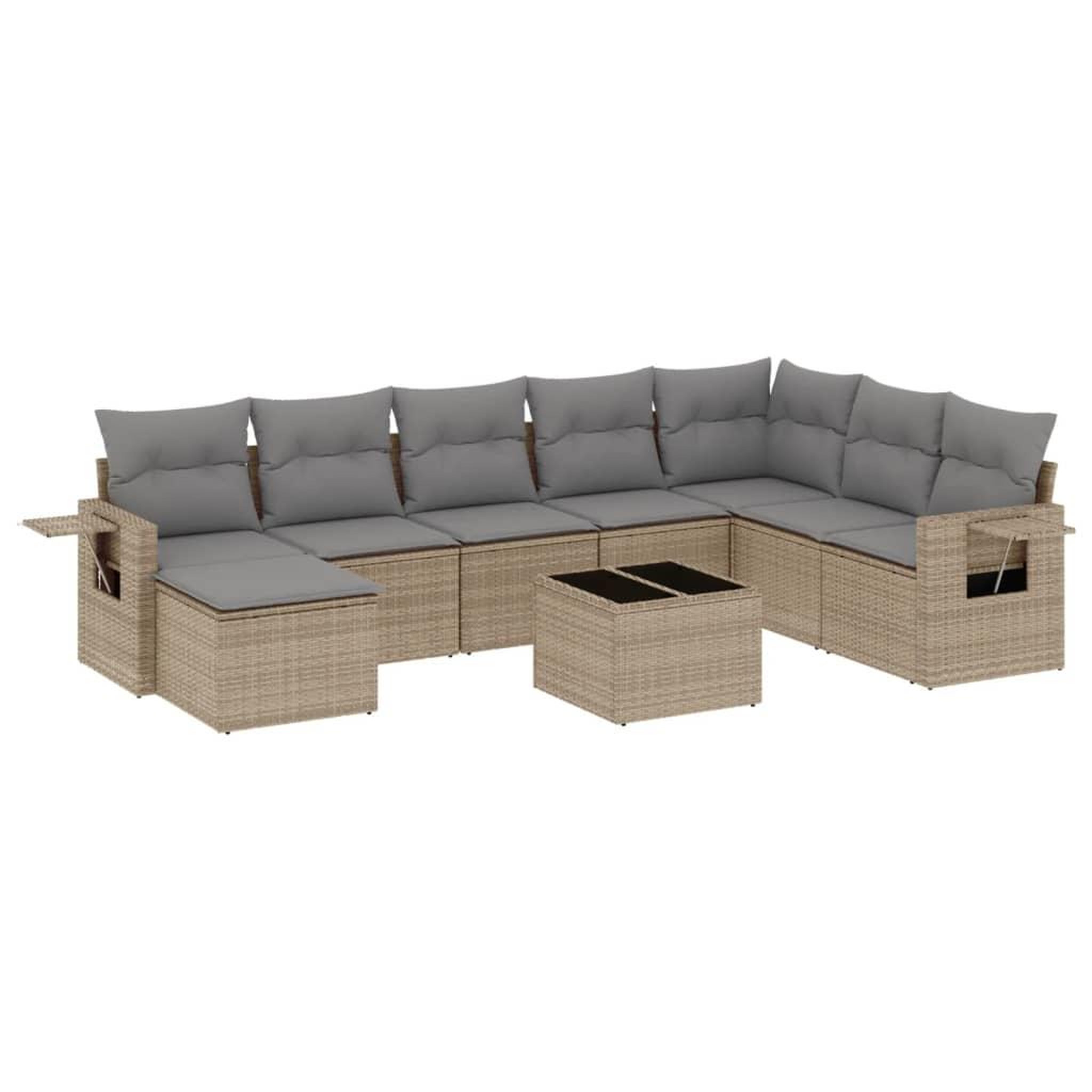 Voir la diapositive 2 : VIDAXL Salon de jardin avec coussins 9 pcs beige resine tressee