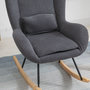 Voir la diapositive 5 : HOMCOM Fauteuil à bascule oreilles rocking chair grand confort accoudoirs assise dossier garnissage mousse haute densité lin gris