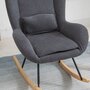HOMCOM Fauteuil à bascule oreilles rocking chair grand confort accoudoirs assise dossier garnissage mousse haute densité lin gris