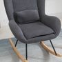 Voir la diapositive 5 : HOMCOM Fauteuil à bascule oreilles rocking chair grand confort accoudoirs assise dossier garnissage mousse haute densité lin gris