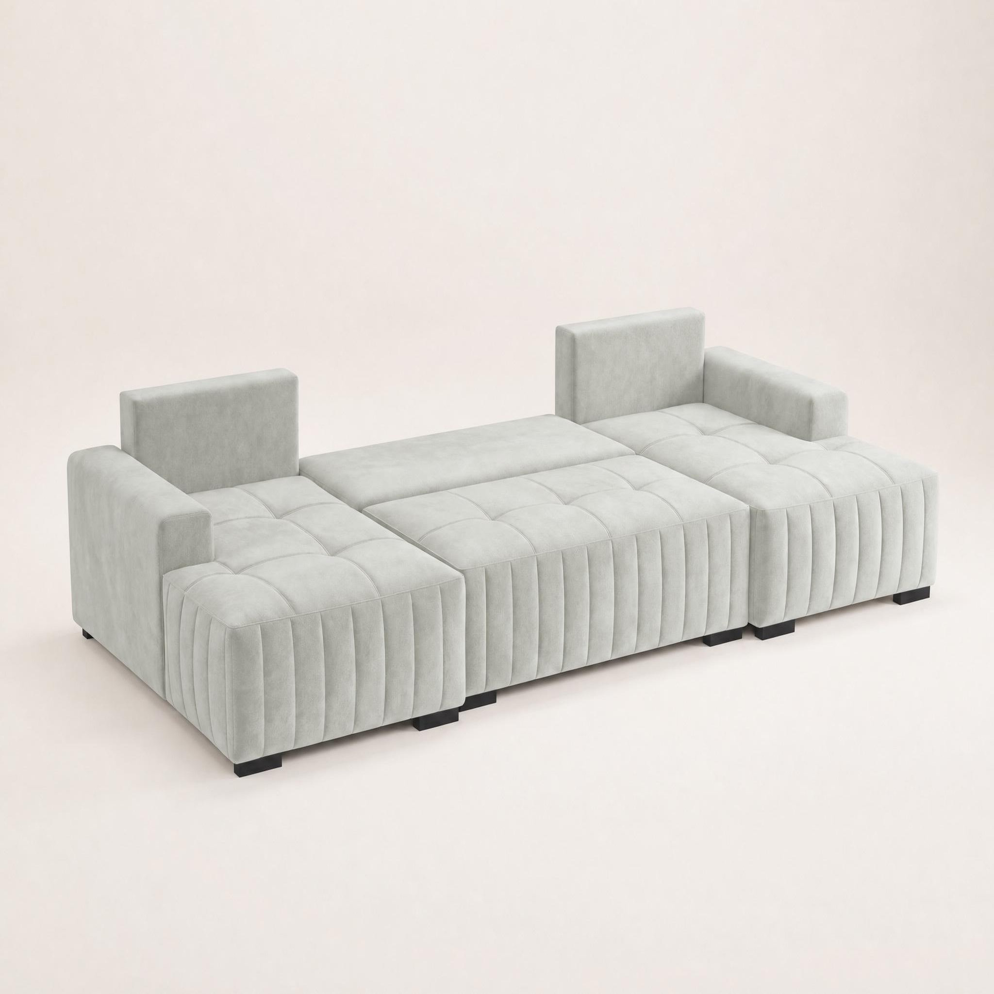 Voir la diapositive 4 : BEST MOBILIER Lazare - canapé panoramique en u 7 places convertible avec coffre en velours