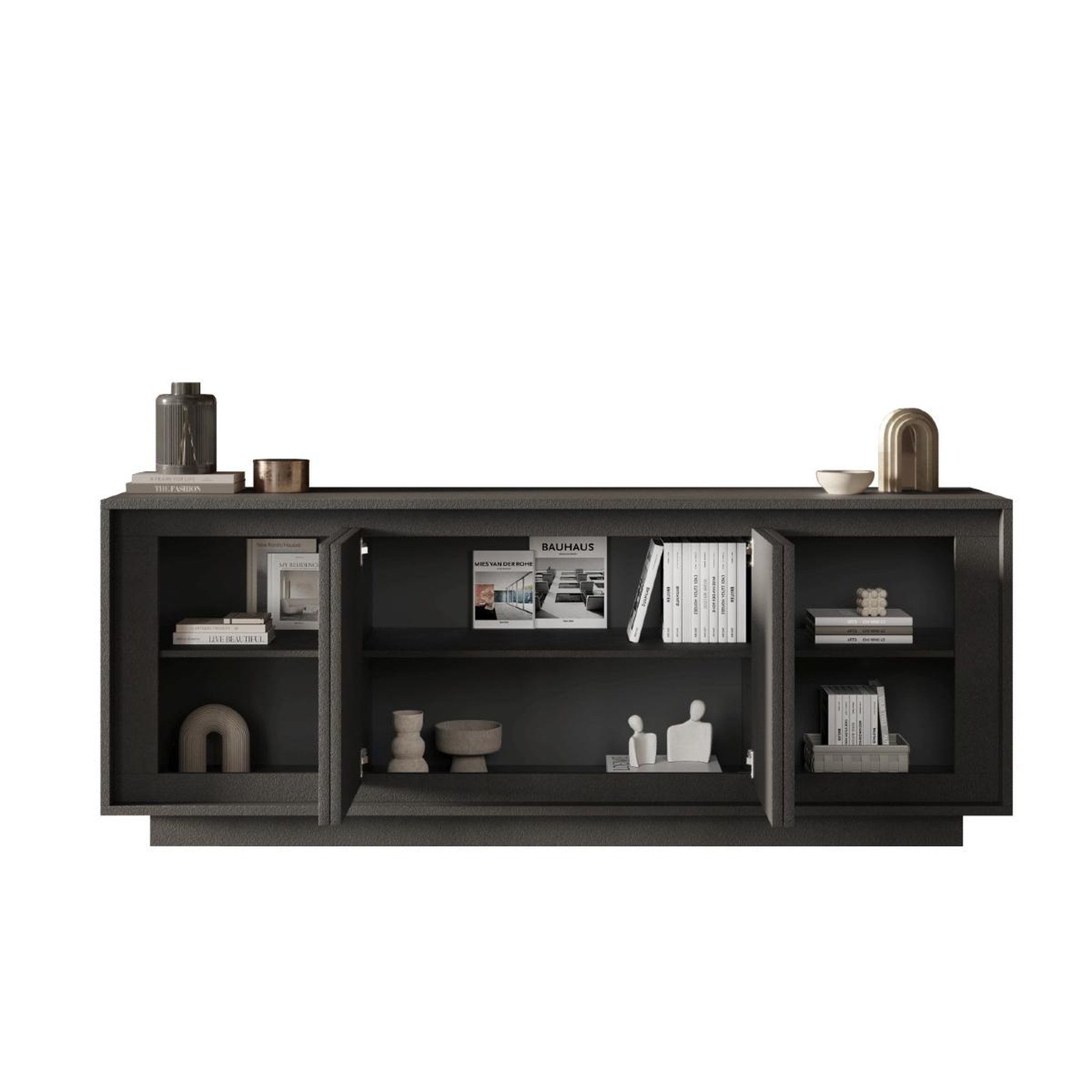 Voir la diapositive 3 : JLC KREATION Buffet bas contemporain 4 portes gris anthracite YORI