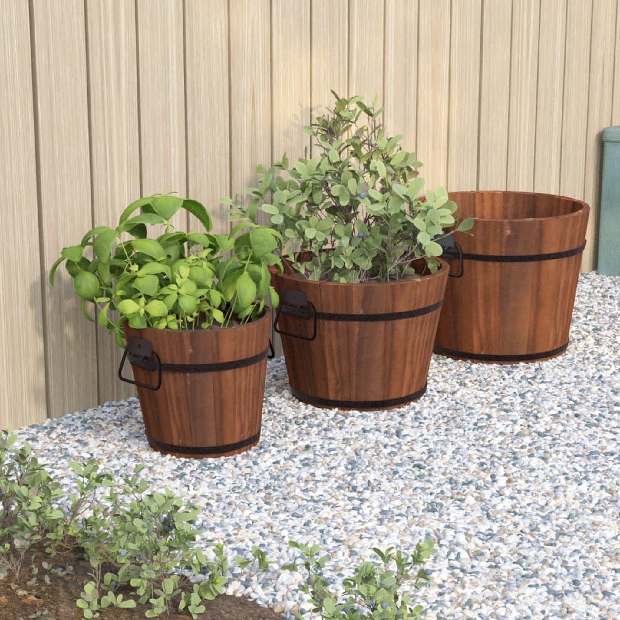 Voir la diapositive 1 : VIDAXL Ensemble de jardiniere godet 3 pcs bois massif de sapin