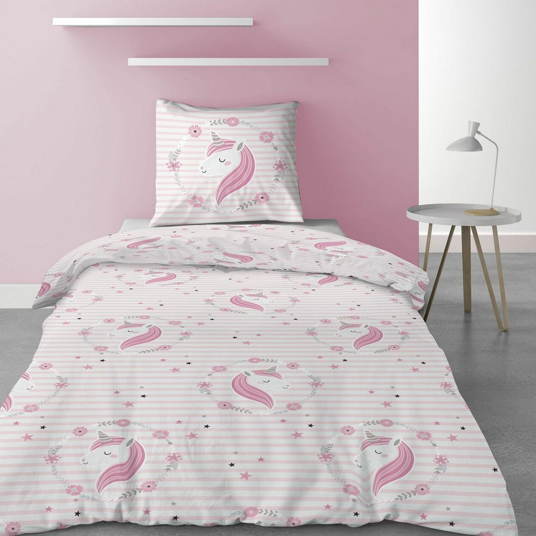 HOUSSE DE REVE Parure de lit enfant rina rose 100% coton 57 fils