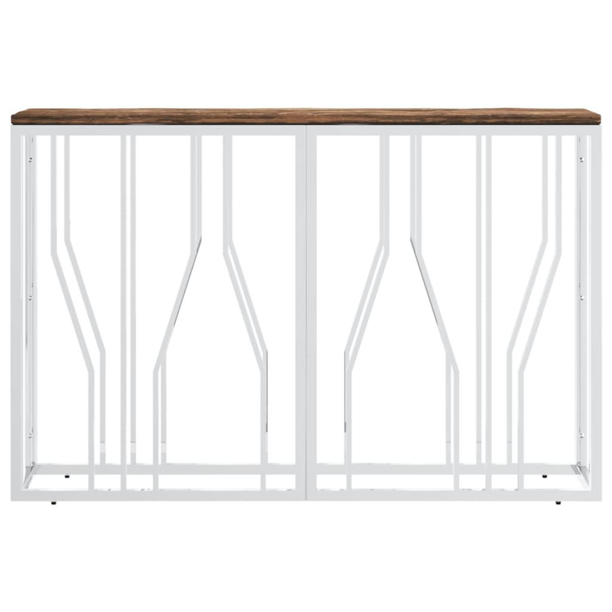Voir la diapositive 3 : VIDAXL Table console acier inoxydable et bois massif de recuperation