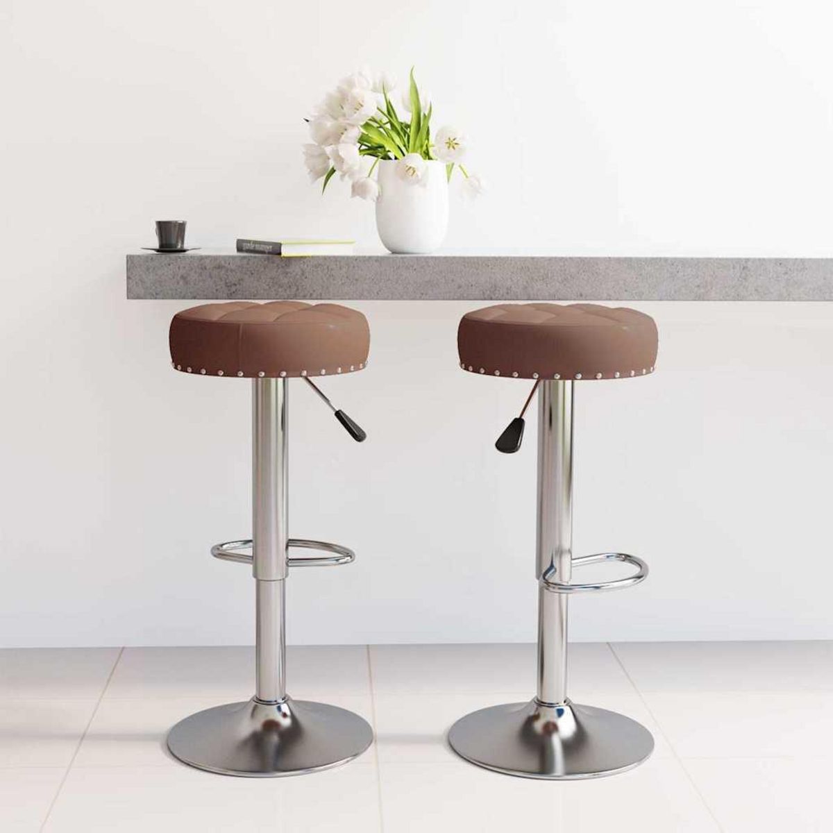 VIDAXL Tabourets de bar lot de 2 marron tissu