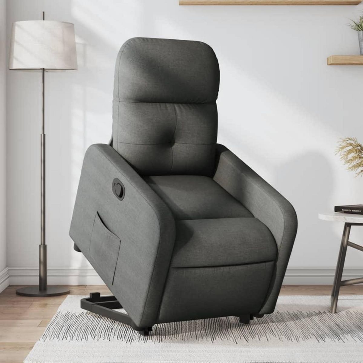 VIDAXL Fauteuil inclinable Gris fonce Tissu