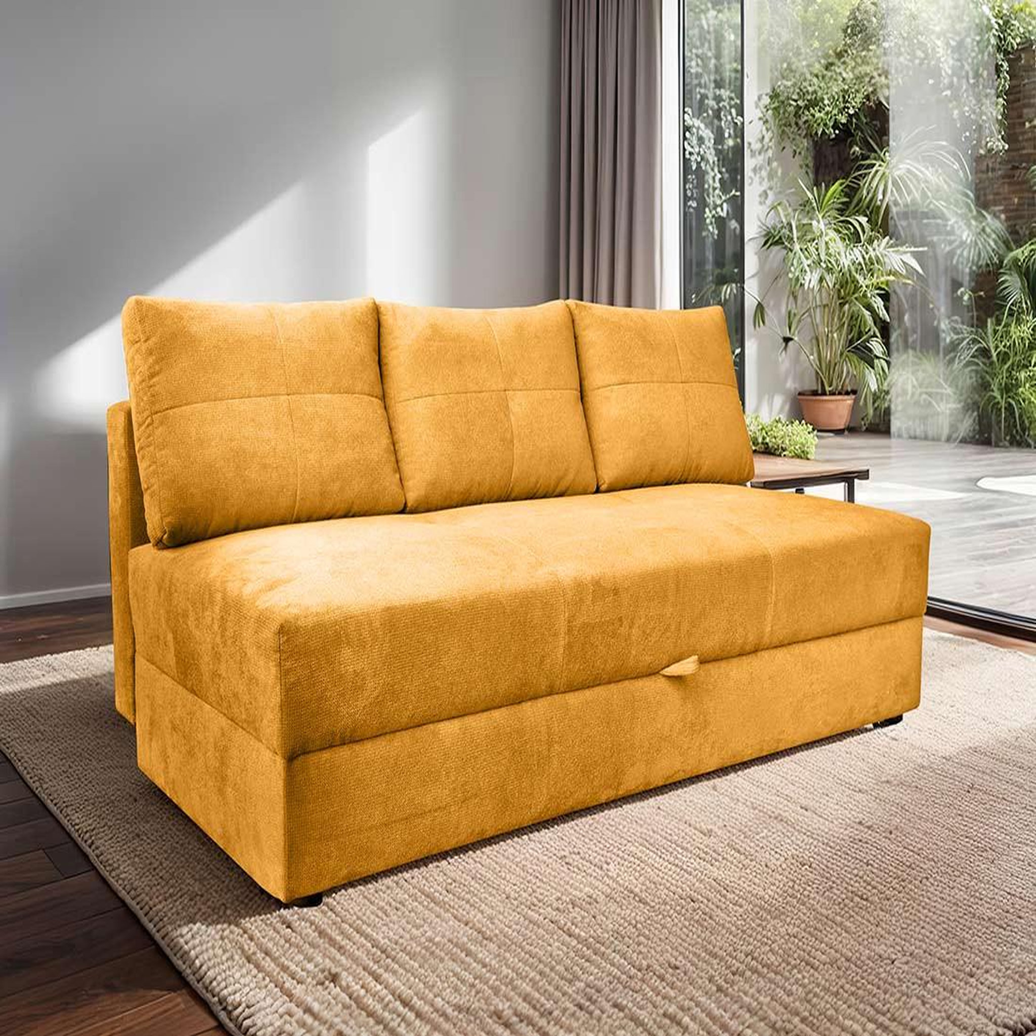 Voir la diapositive 1 : BEST MOBILIER Lucina - canapé droit 3 places - convertible avec coffre - en velours