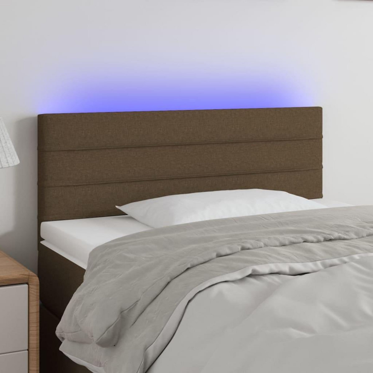 VIDAXL Tete de lit a LED Marron Fonce 100x5x78/88 cm Tissu