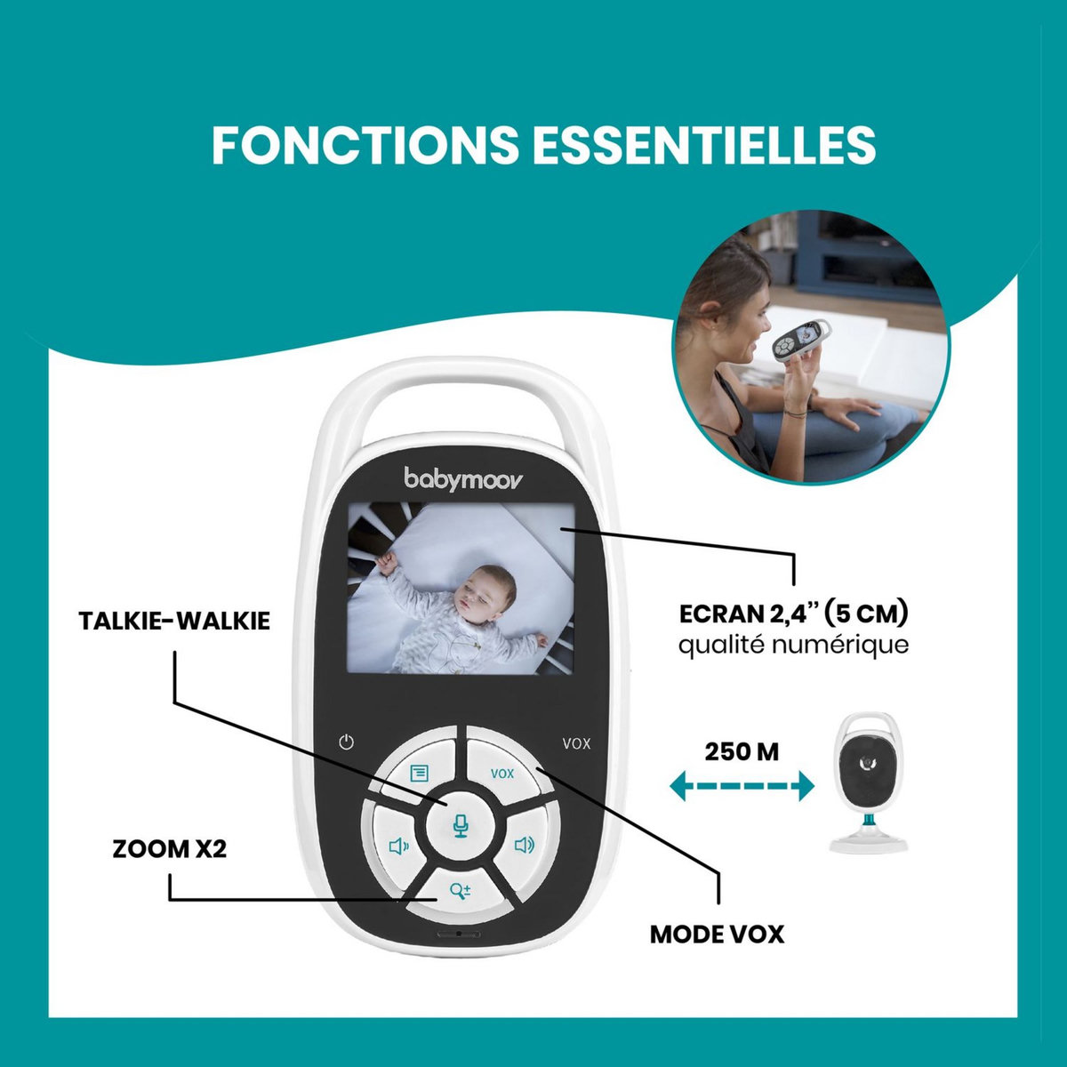 BABYMOOV Babyphone vidéo ultra compact Yoo See - Blanc