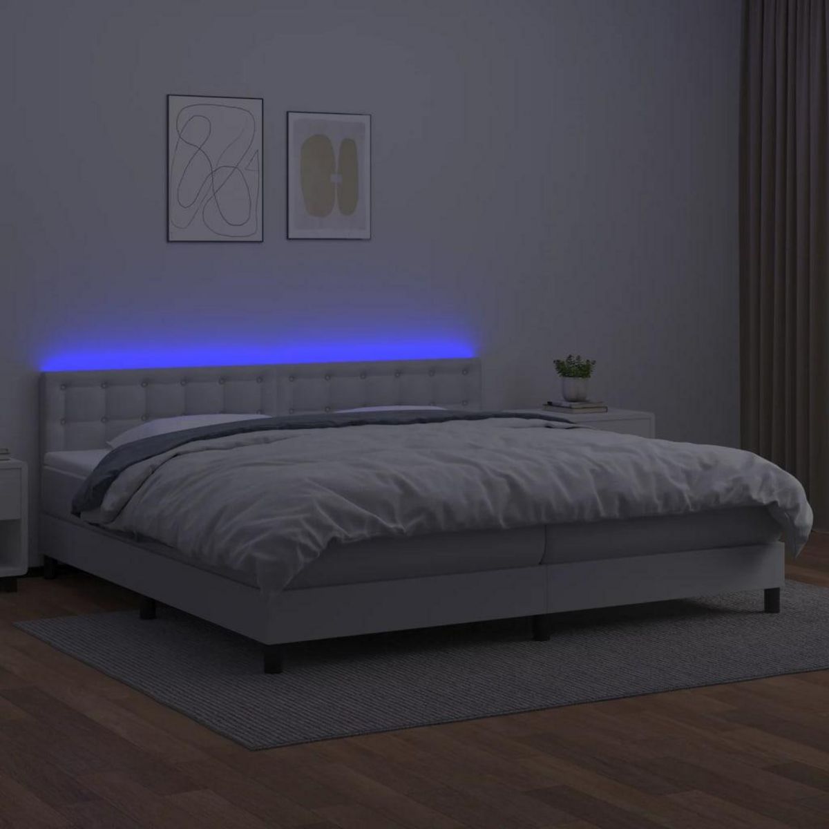VIDAXL Sommier a lattes de lit avec matelas et LED Blanc 200x200 cm
