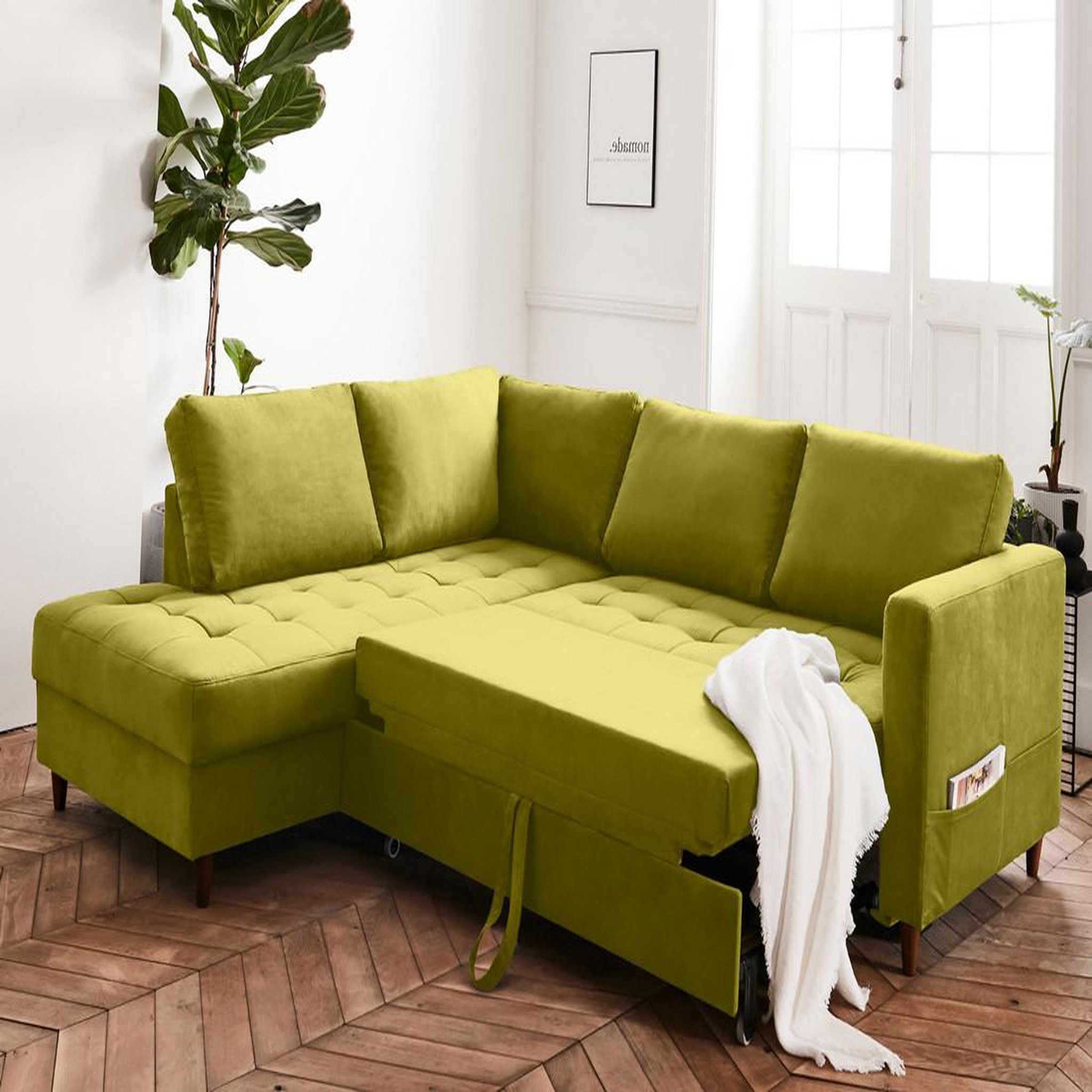 Voir la diapositive 3 : LISA DESIGN Anna - canapé d'angle gauche - 5 places - convertible - en velours