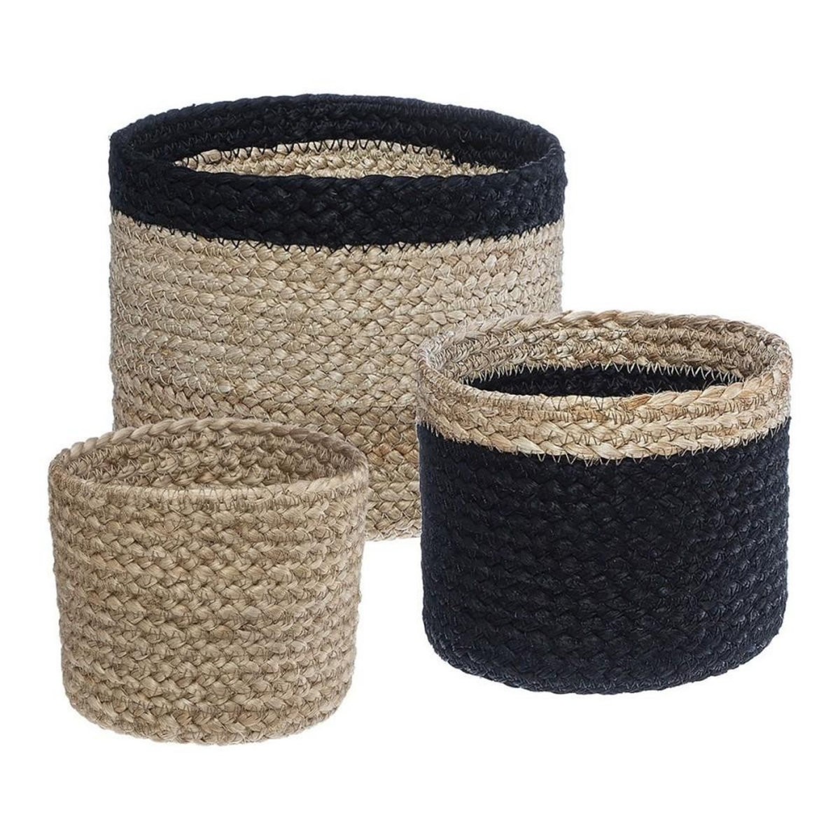 ATMOSPHERA Lot de 3 paniers jute noir