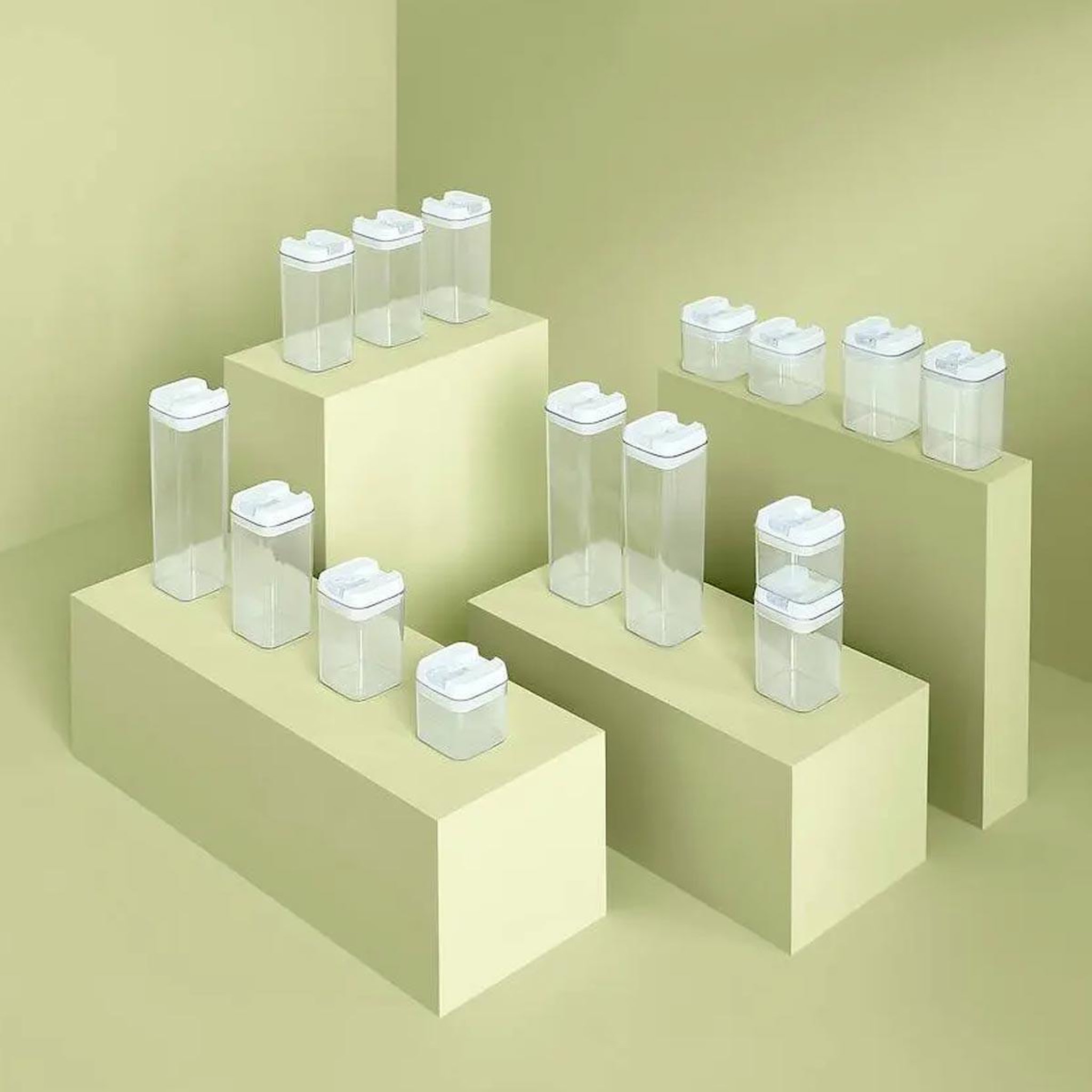 Voir la diapositive 4 : FIVE Bocal en plastique carré  oslo  1,7l transparent
