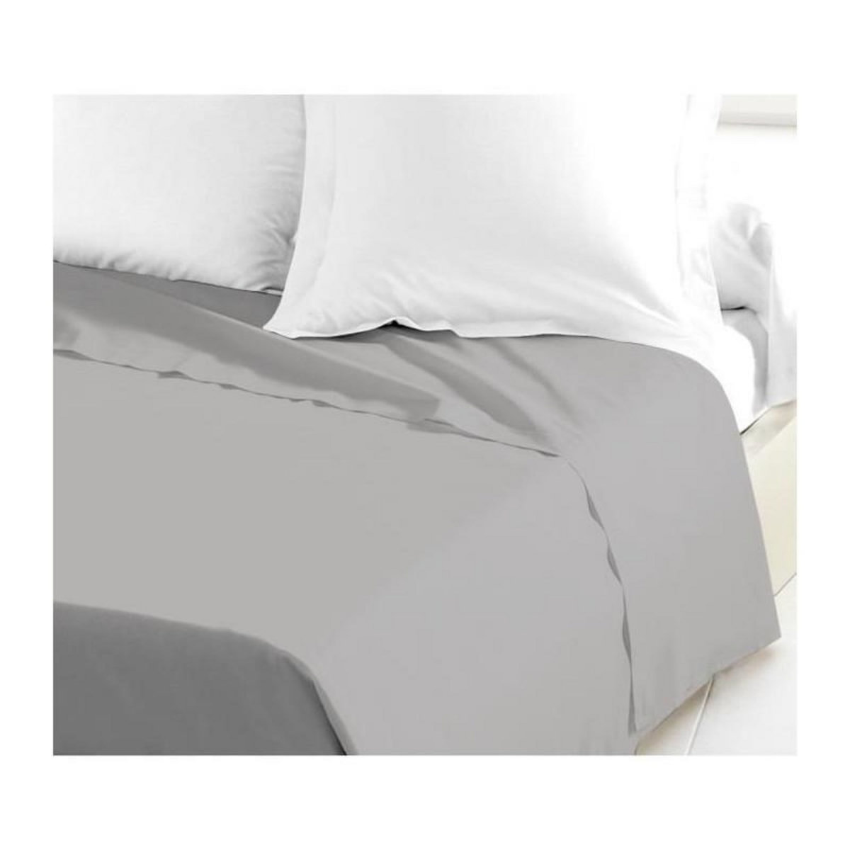 LOVELY HOME LOVELY HOME Drap Plat 100% coton 180x290 cm gris clair