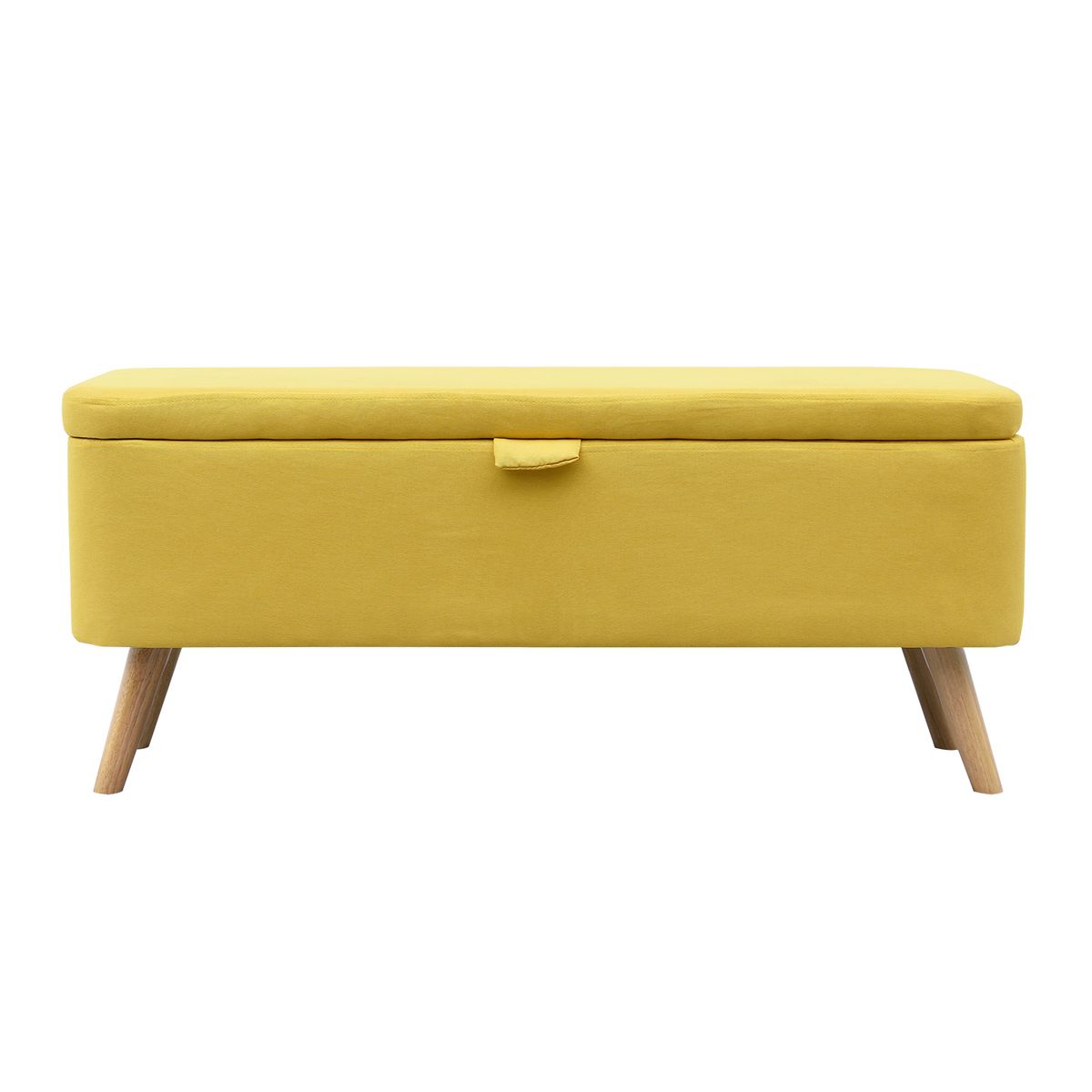 Bout de lit avec coffre en tissu  et pieds bois LAHTI