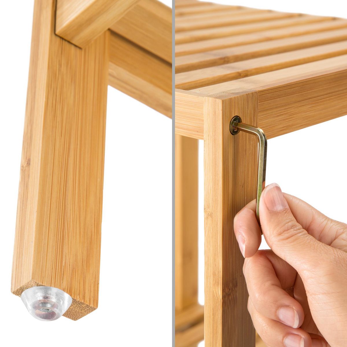 tectake Étagère de salle de bain en bambou marron