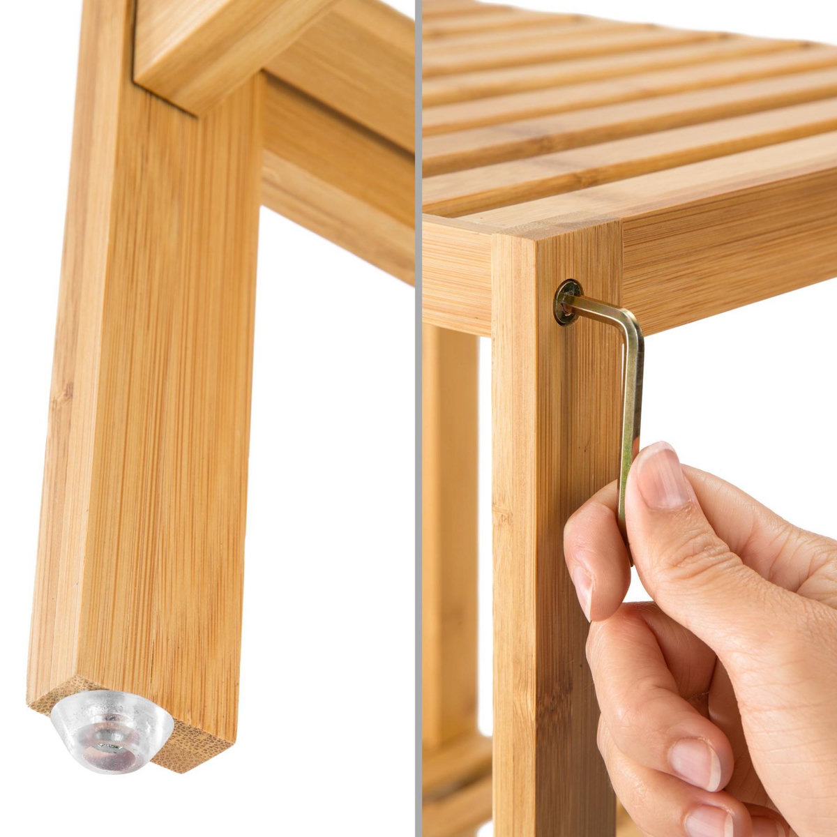 tectake Étagère de salle de bain en bambou marron