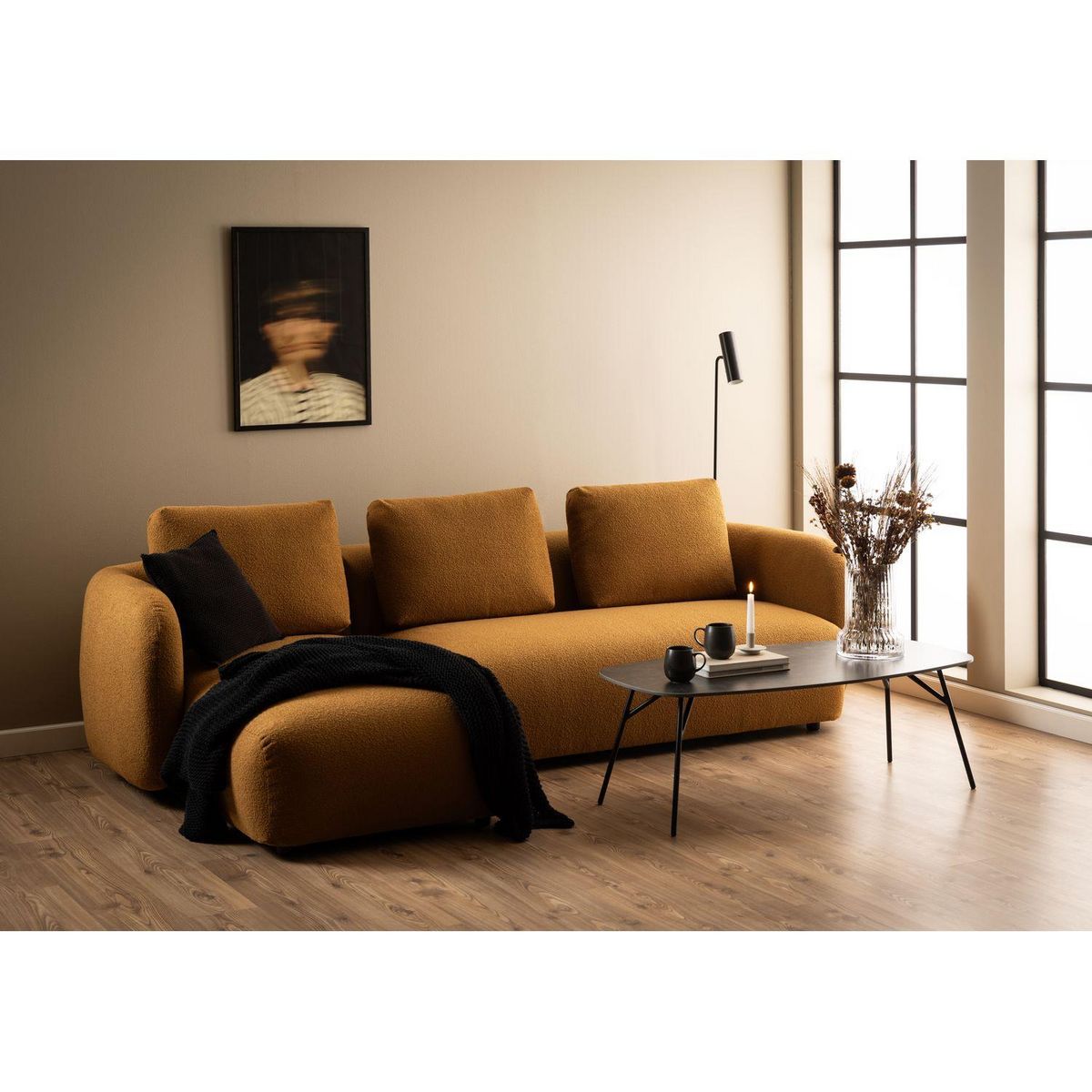 TOILINUX Table basse allongée bois et métal HALDOR