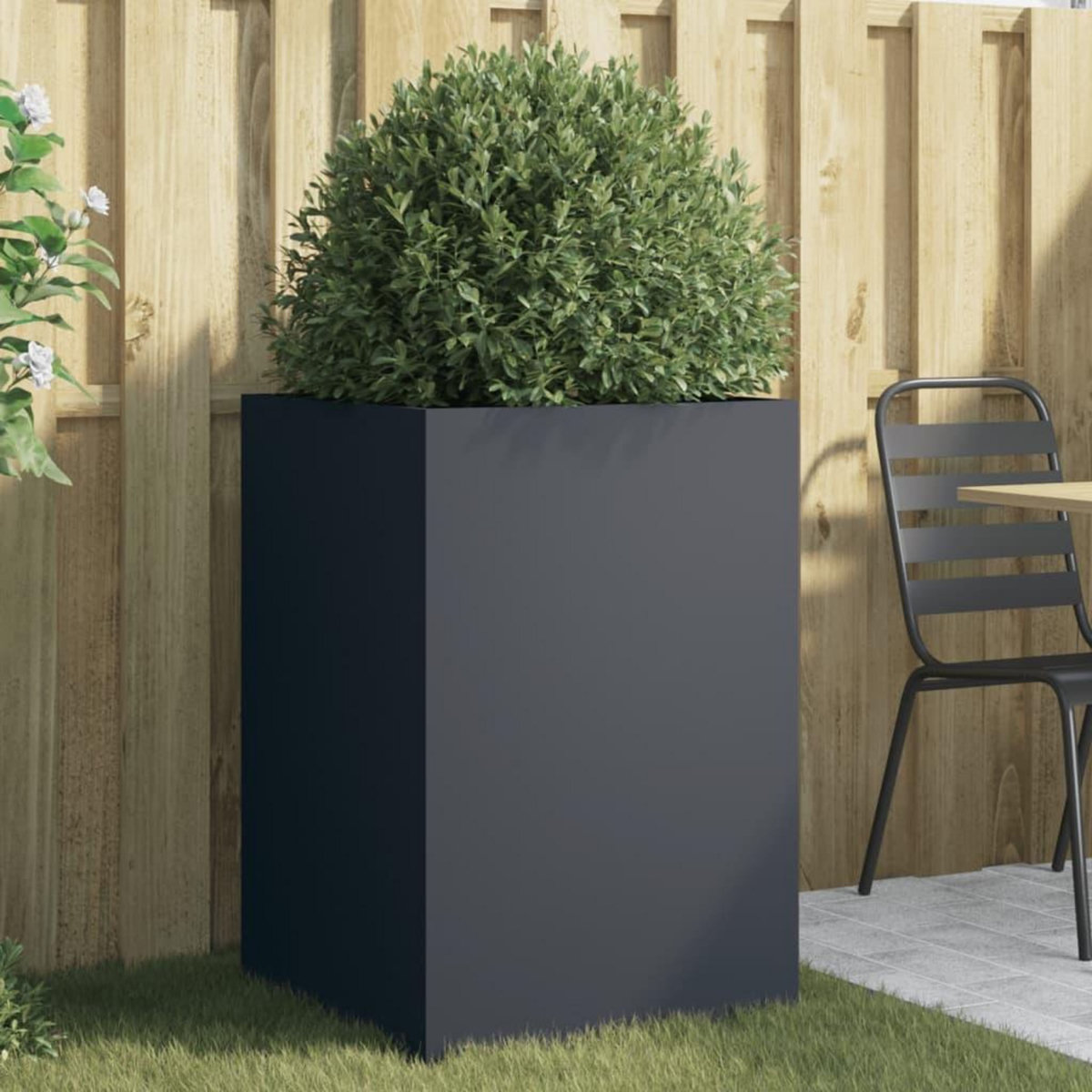 VIDAXL Jardiniere anthracite 52x48x75 cm acier