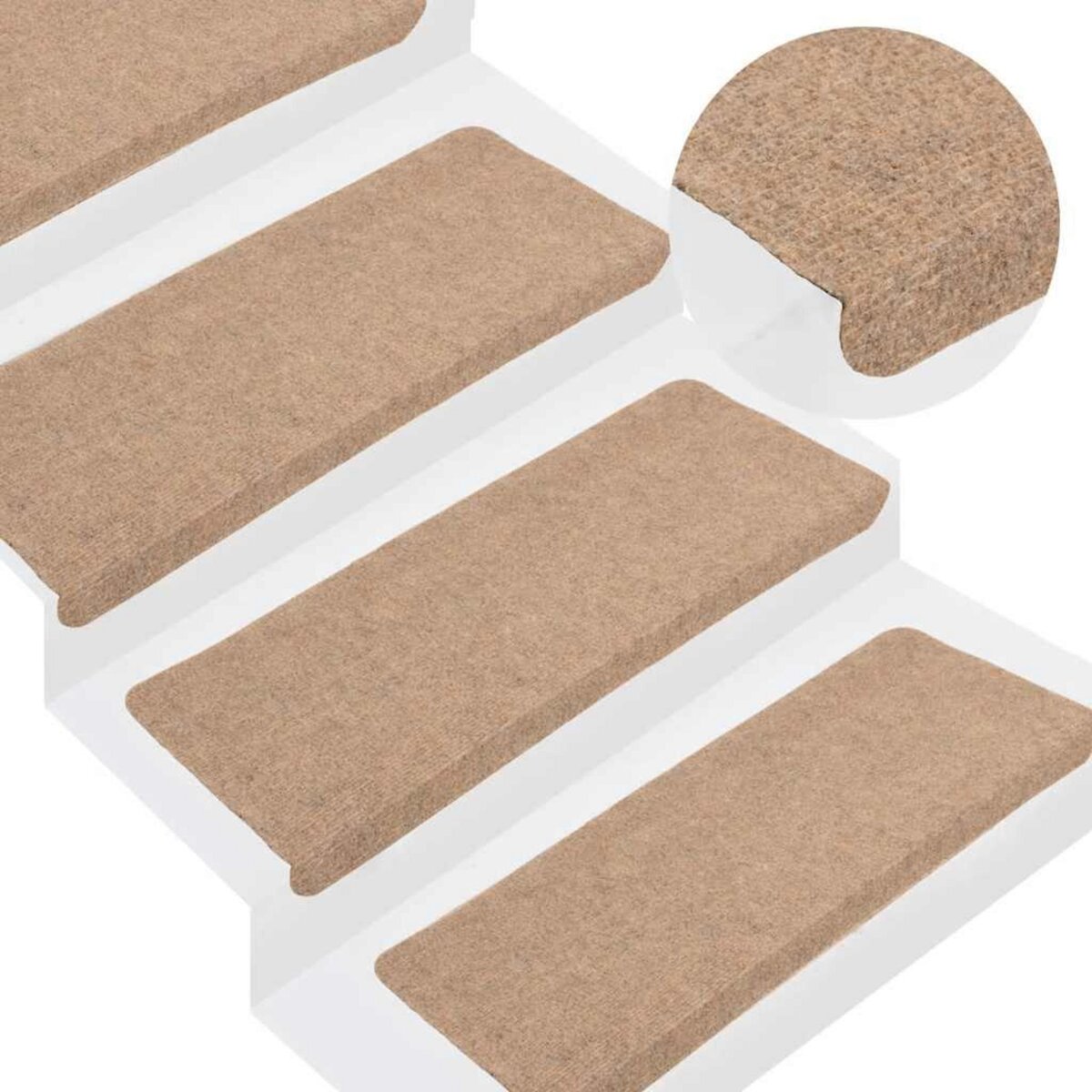 VIDAXL Tapis d'escalier auto-adhesifs 30 pcs beige 65x24,5x3,5 cm
