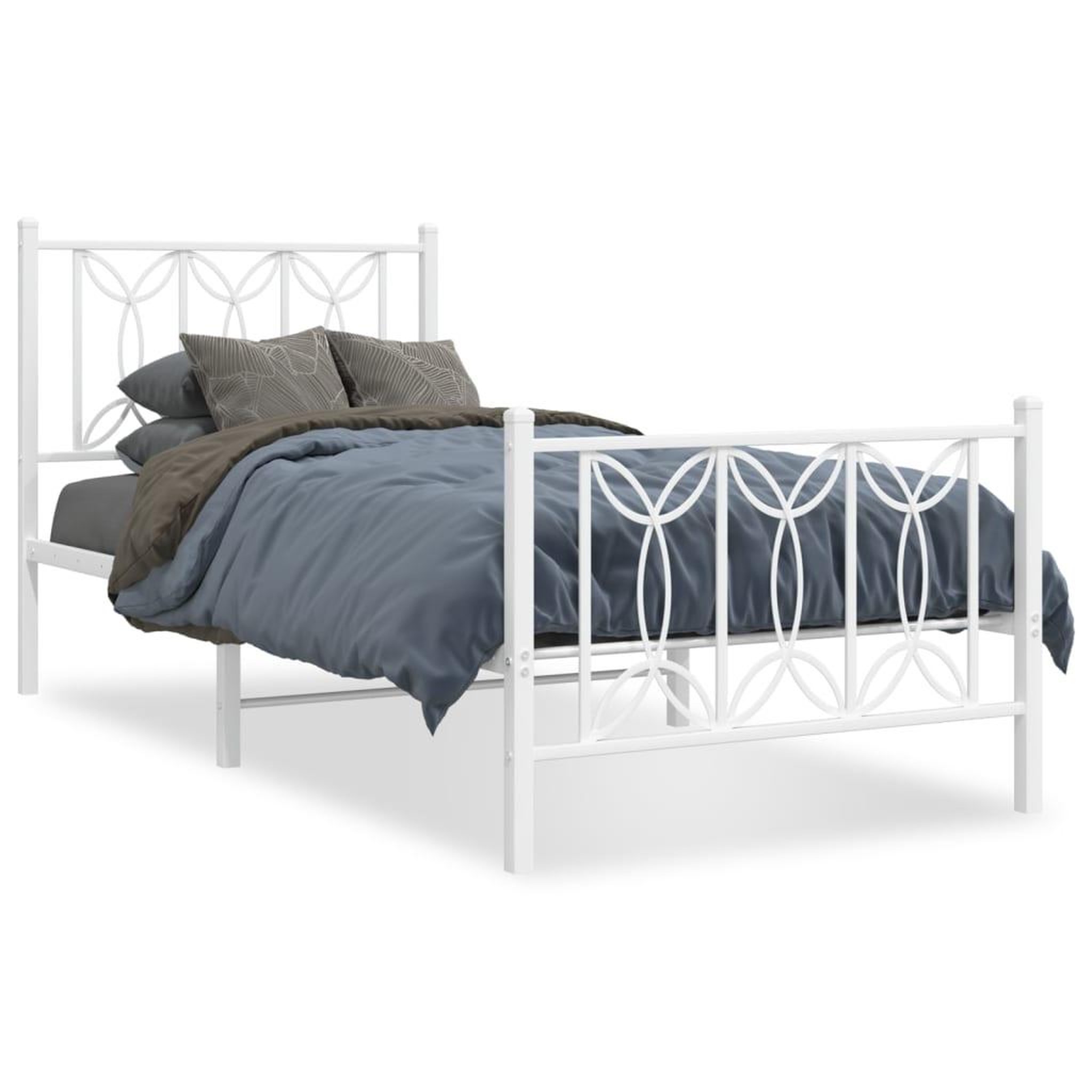 Voir la diapositive 2 : VIDAXL Cadre de lit metal sans matelas avec pied de lit blanc 80x200cm