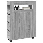 VIDAXL Meuble etroit de salle de bain a roulettes sonoma gris