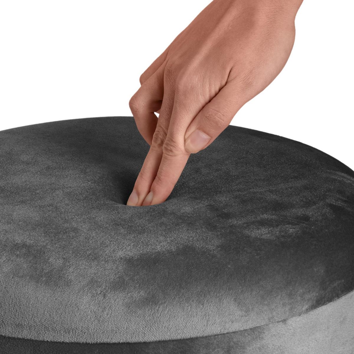 tectake Tabouret avec espace de rangement rond gris foncé