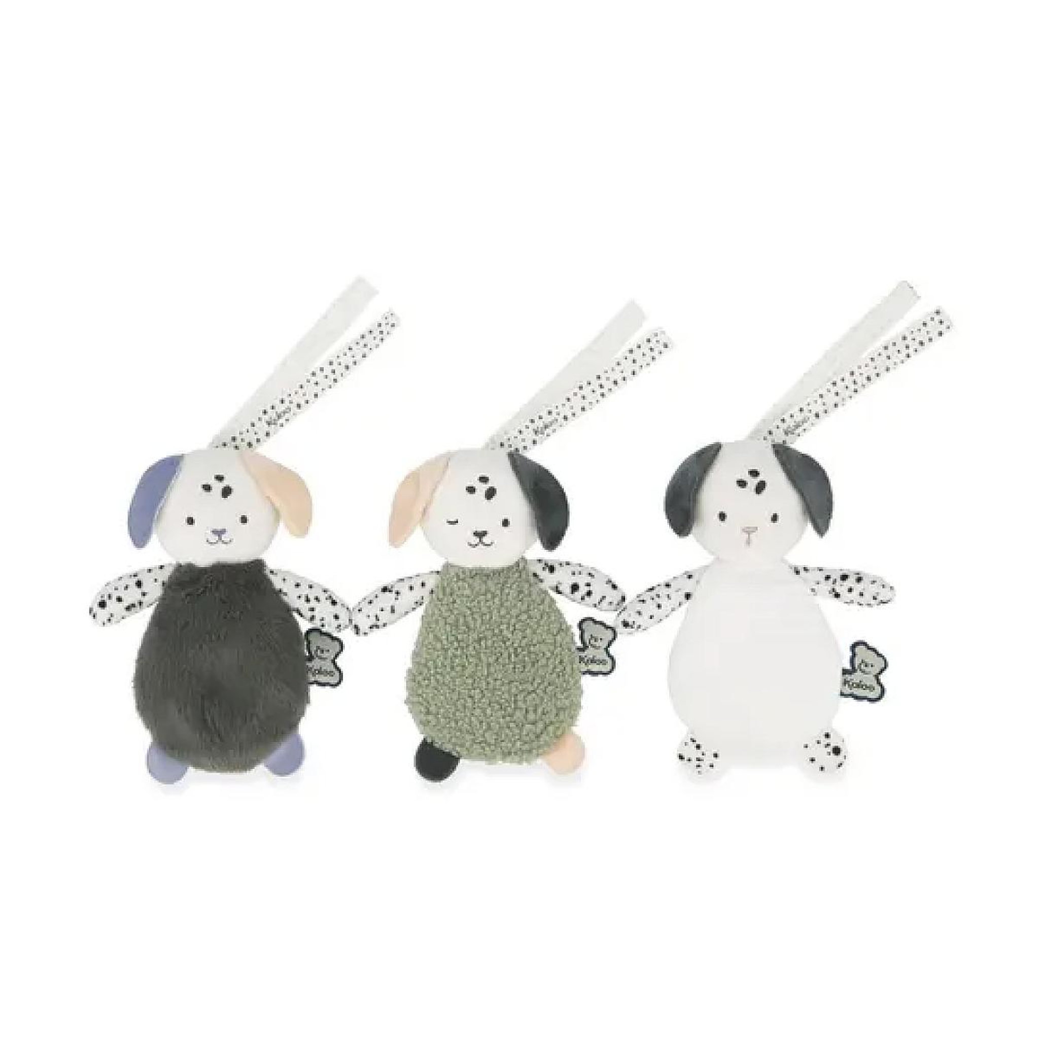 Kaloo Doudous Sensoriels Chiots – Set de 3 Jouets d Eveil