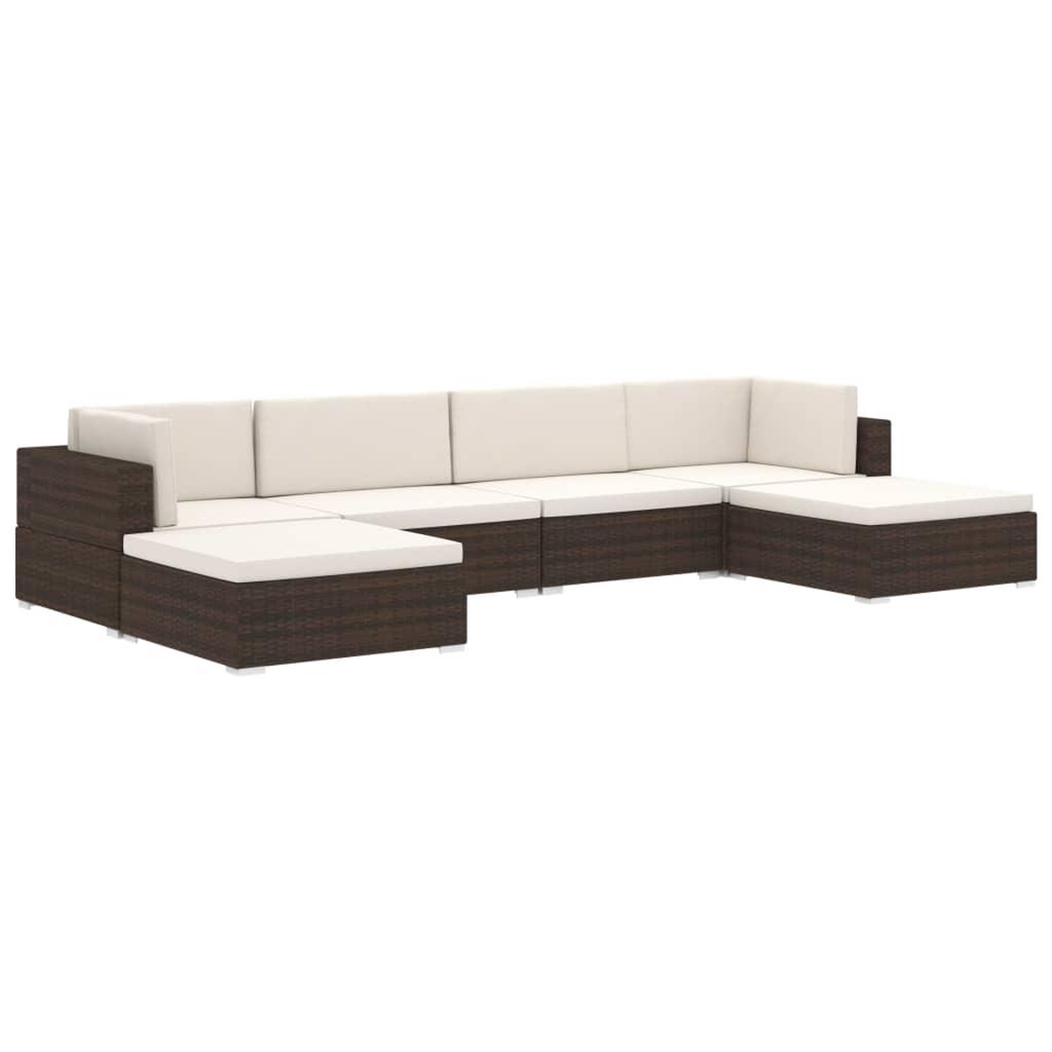 Voir la diapositive 5 : VIDAXL Repose-pied sectionnel 1 pc avec coussin Resine tressee Gris
