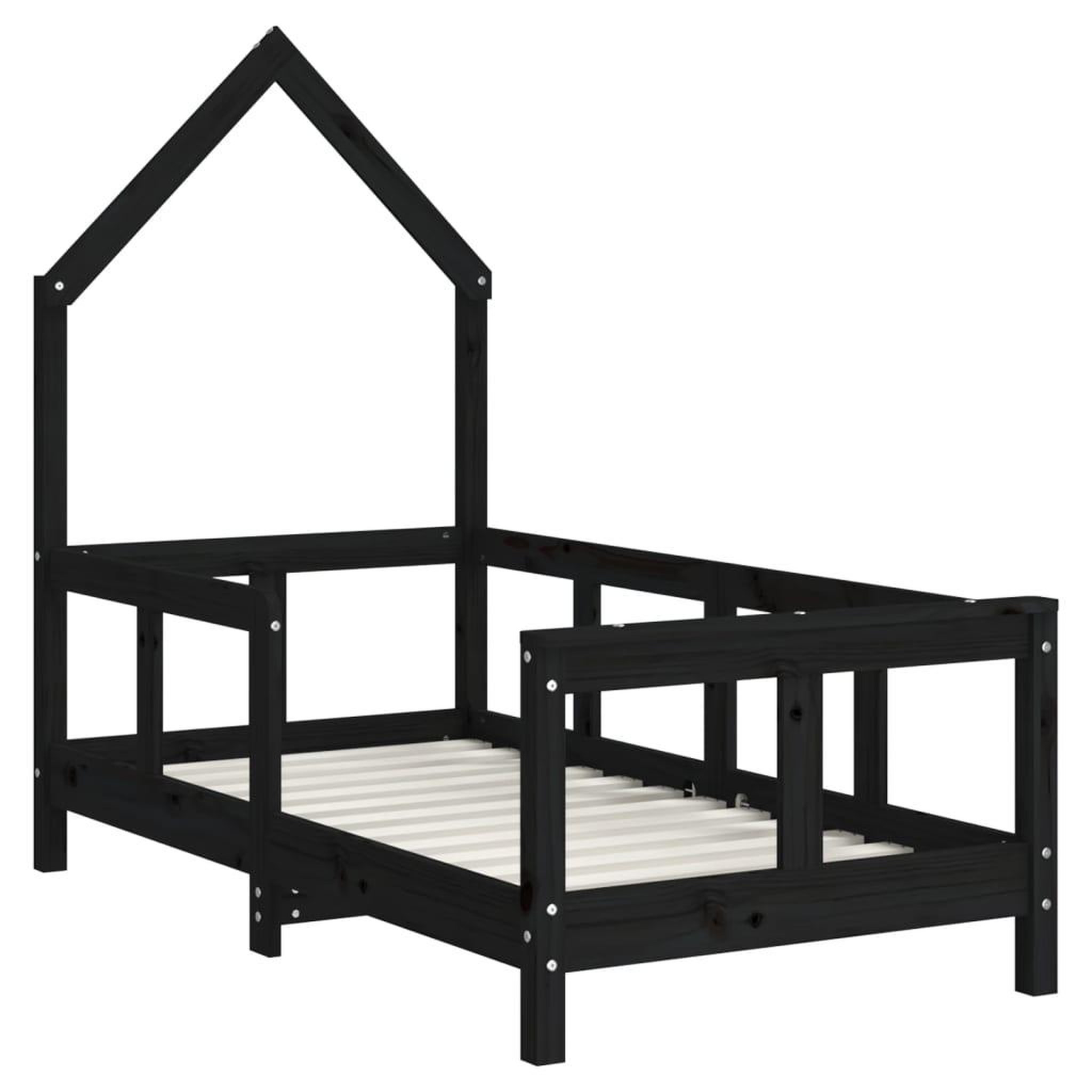 Voir la diapositive 3 : VIDAXL Cadre de lit pour enfant noir 70x140 cm bois de pin massif