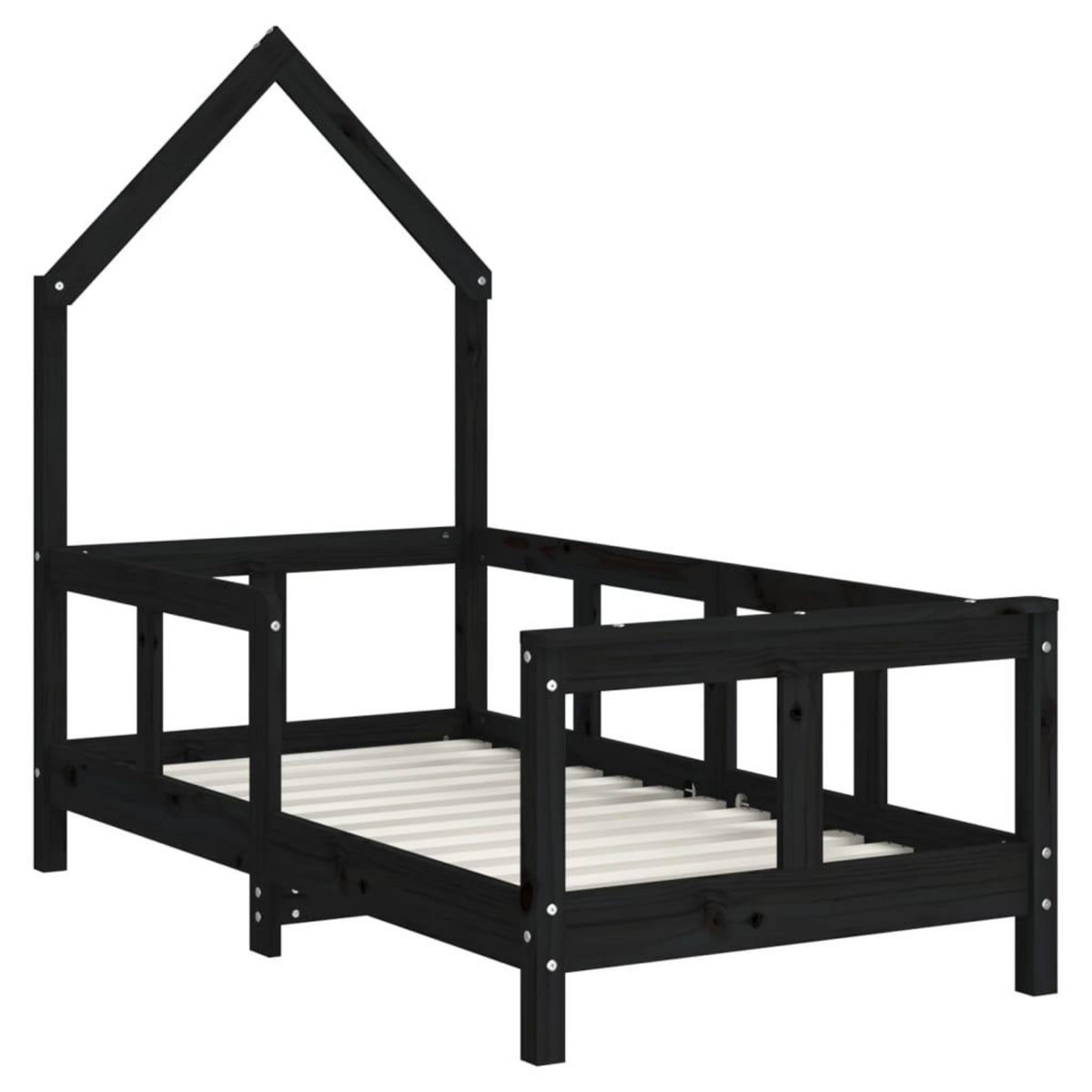 VIDAXL Cadre de lit pour enfant noir 70x140 cm bois de pin massif