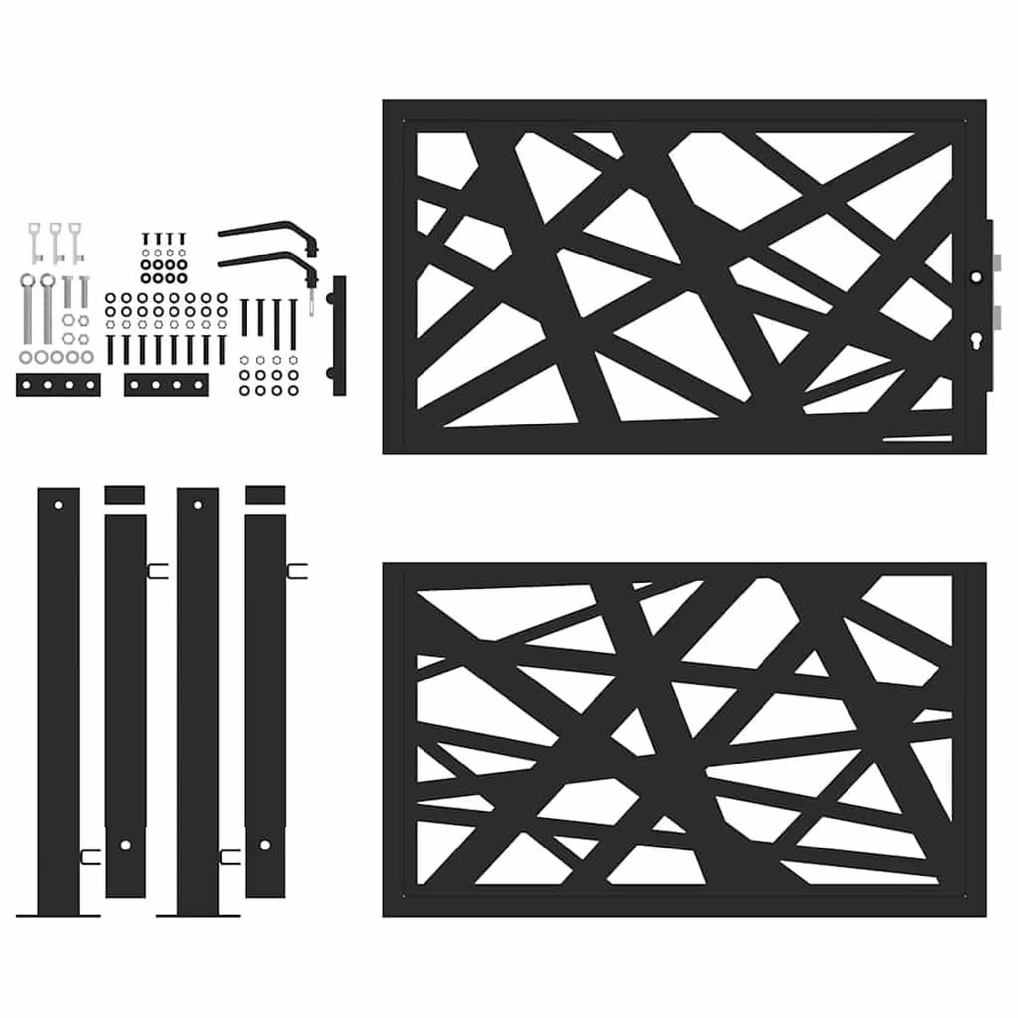 Voir la diapositive 4 : VIDAXL Portail de jardin noir 105x106 cm acier conception de lumiere