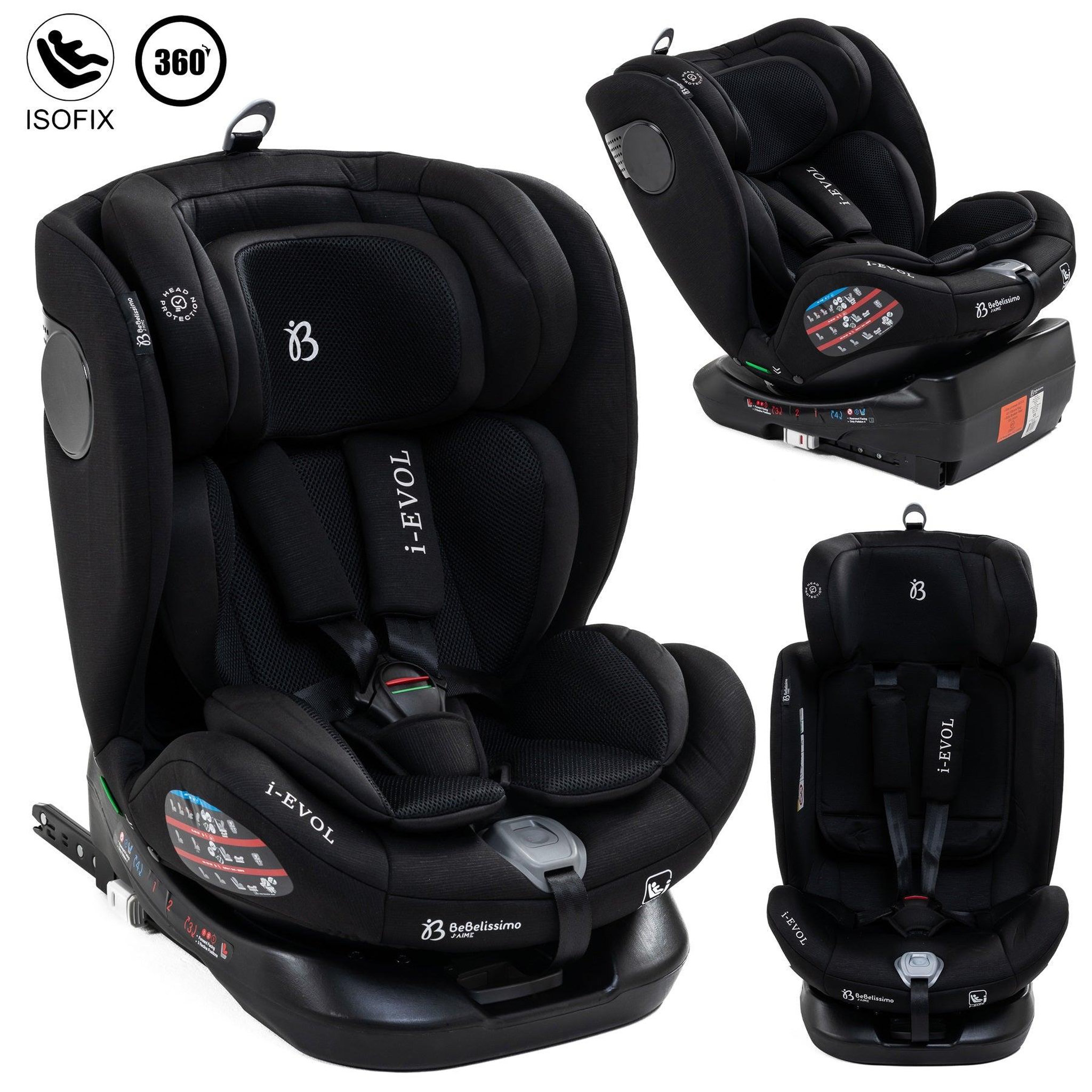 BEBELISSIMO Siège auto Isofix - pivontant 360 ° - 40-150 cm -  0-36kg  i- Evol - noir