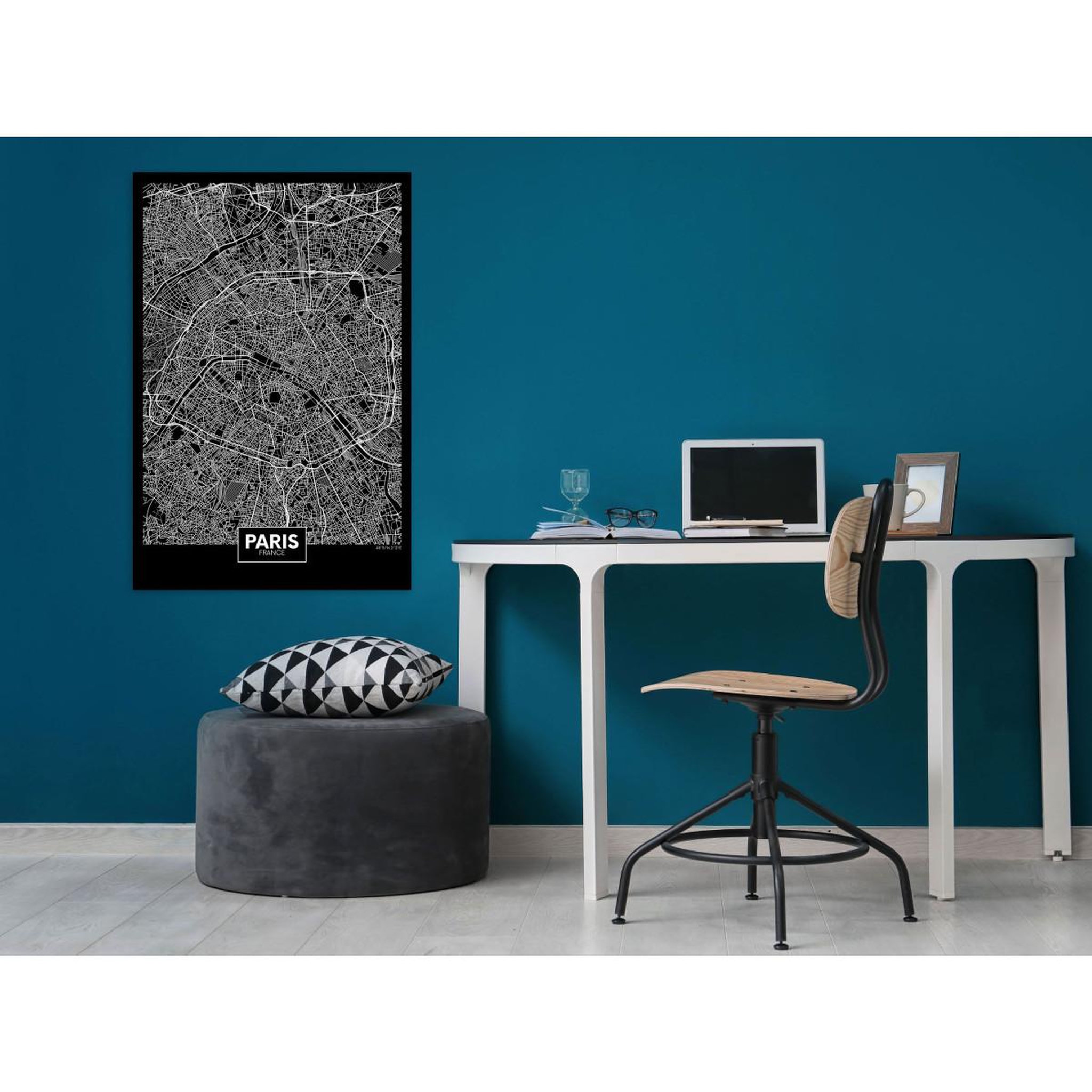 Voir la diapositive 2 : Paris Prix Tableau Imprimé  Dark Map of Paris
