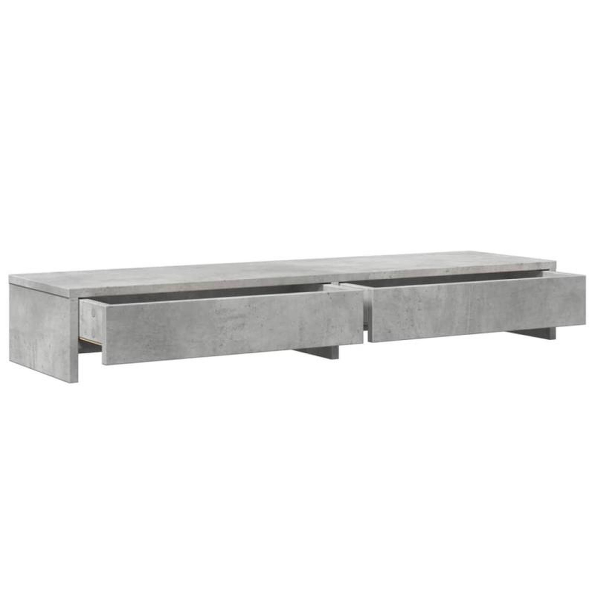 Voir la diapositive 5 : VIDAXL Support de moniteur avec tiroirs gris béton bois d ingénierie