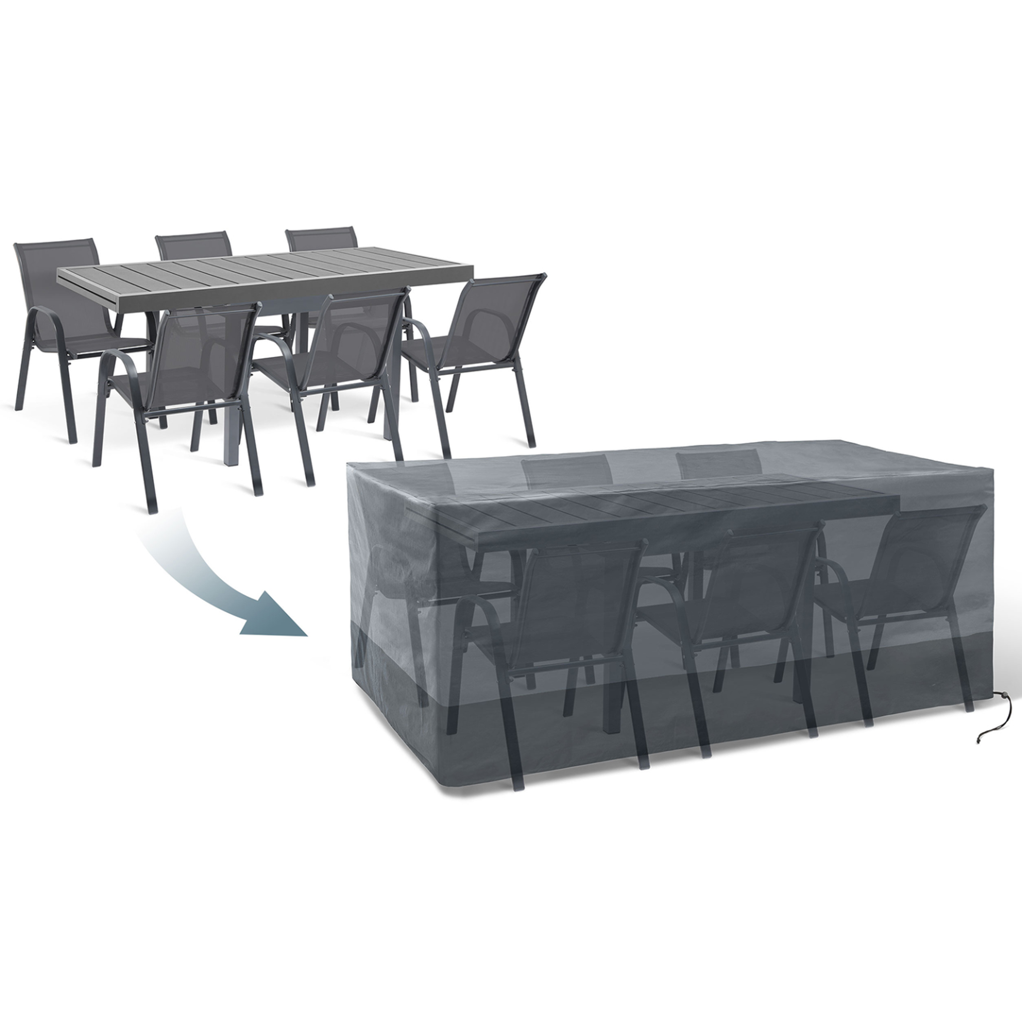 Voir la diapositive 4 : ID MARKET Housse de protection pour table de jardin rectangulaire 250 x 200 x 74 cm