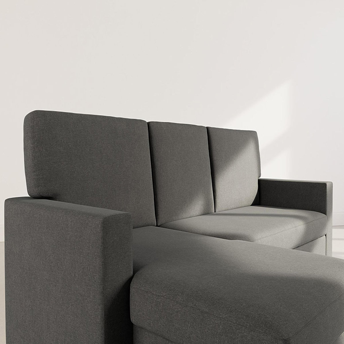 BEST MOBILIER Meiya - canapé d'angle réversible 4 places convertible avec coffre en tissu