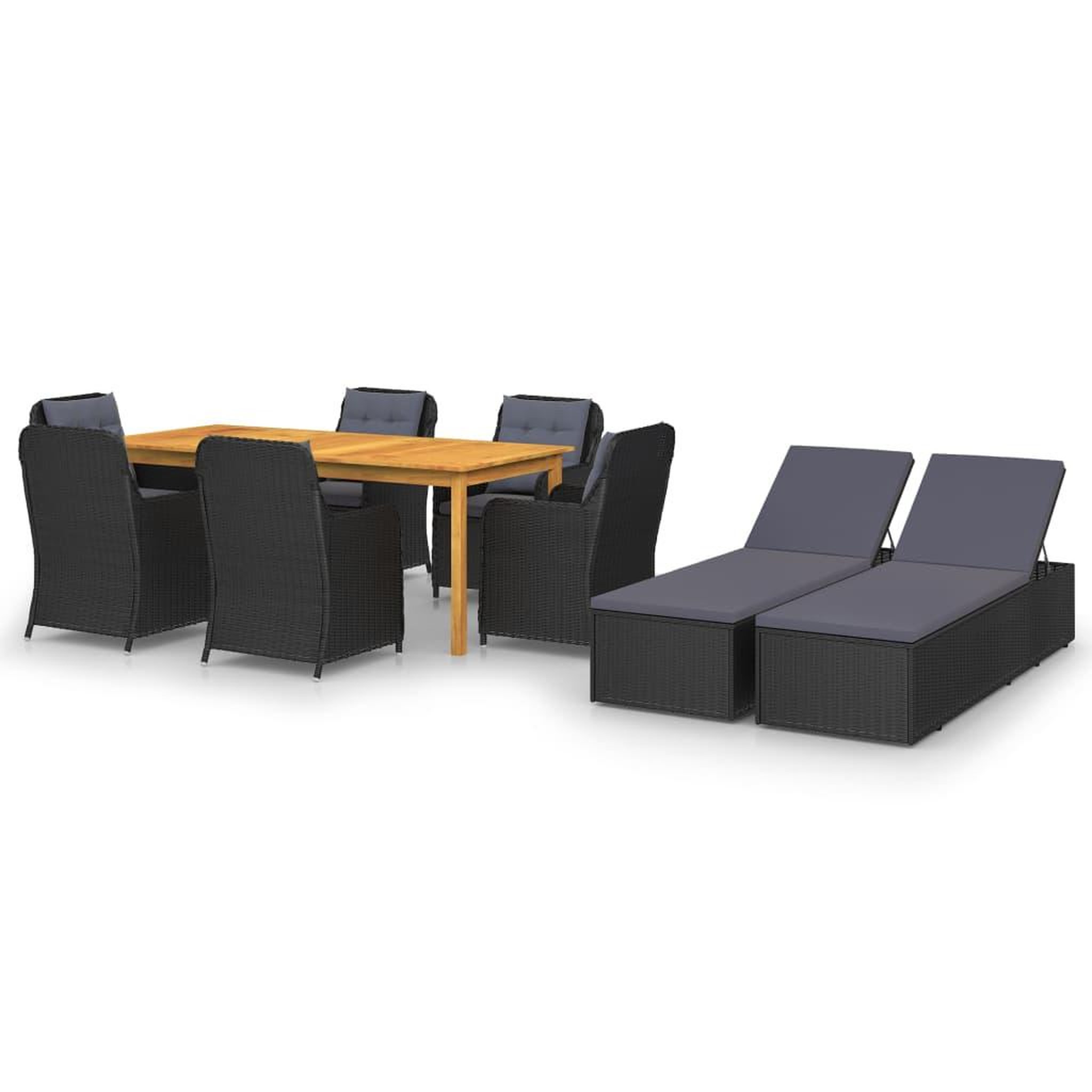 Voir la diapositive 1 : VIDAXL Ensemble a manger de jardin 9 pcs Noir