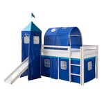 HomeStyle4U Lit bleu mi-haut 90x200 cm avec tour toboggan matelas