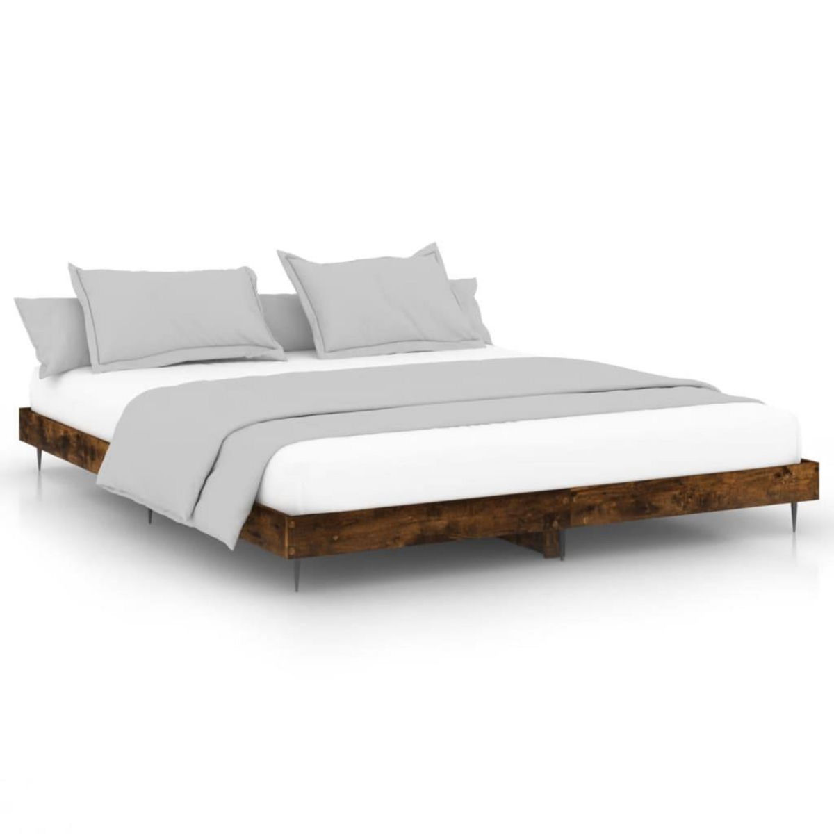 VIDAXL Cadre de lit sans matelas chene fume 120x200 cm bois ingenierie